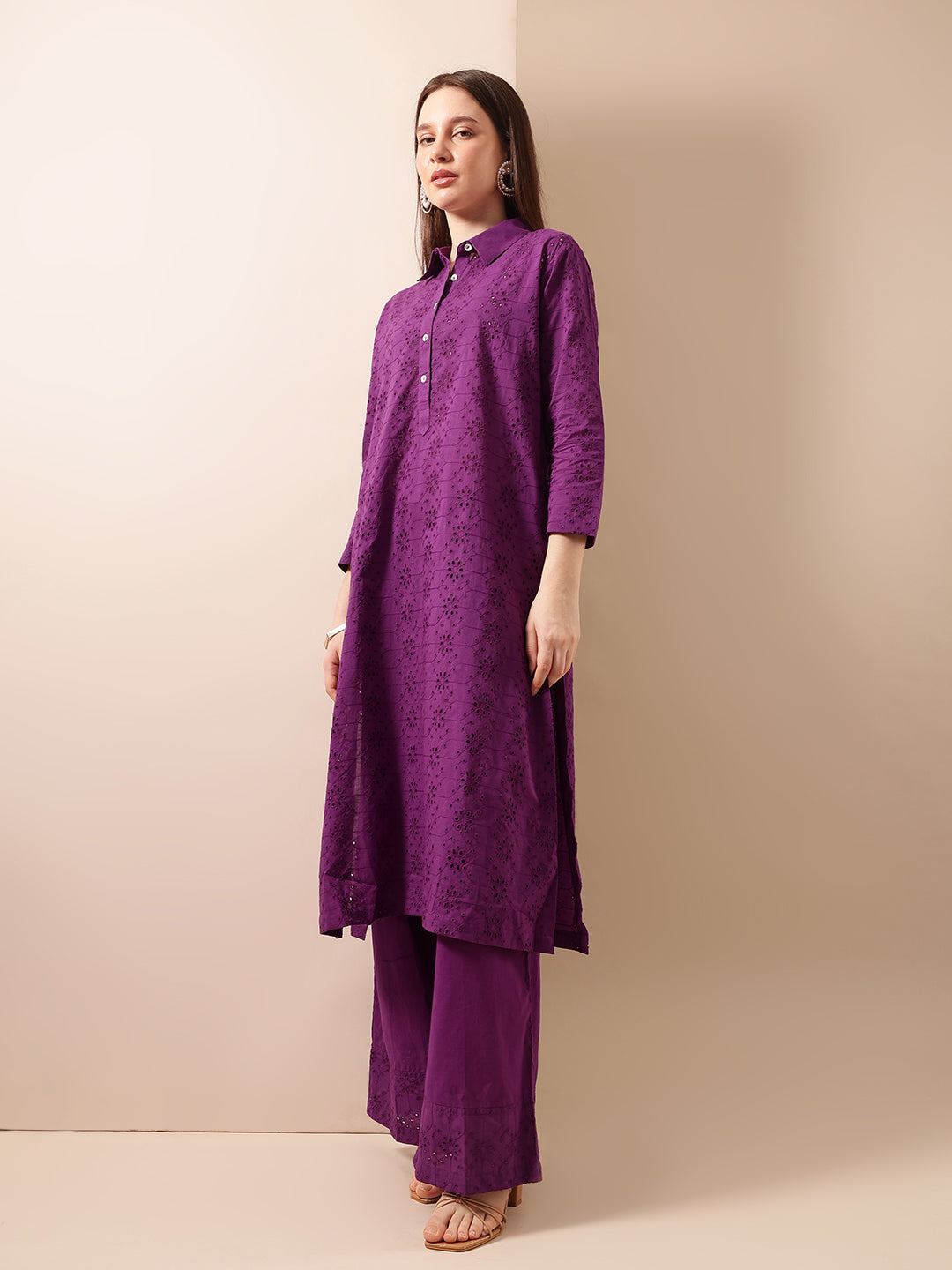 Graceful Purple A Line Kurta Sets