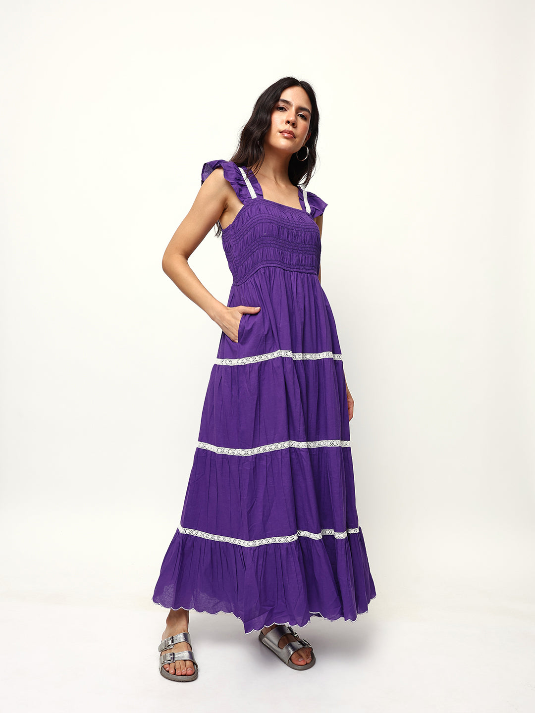 Buy Comfy Purple Fit & Flare Dresses