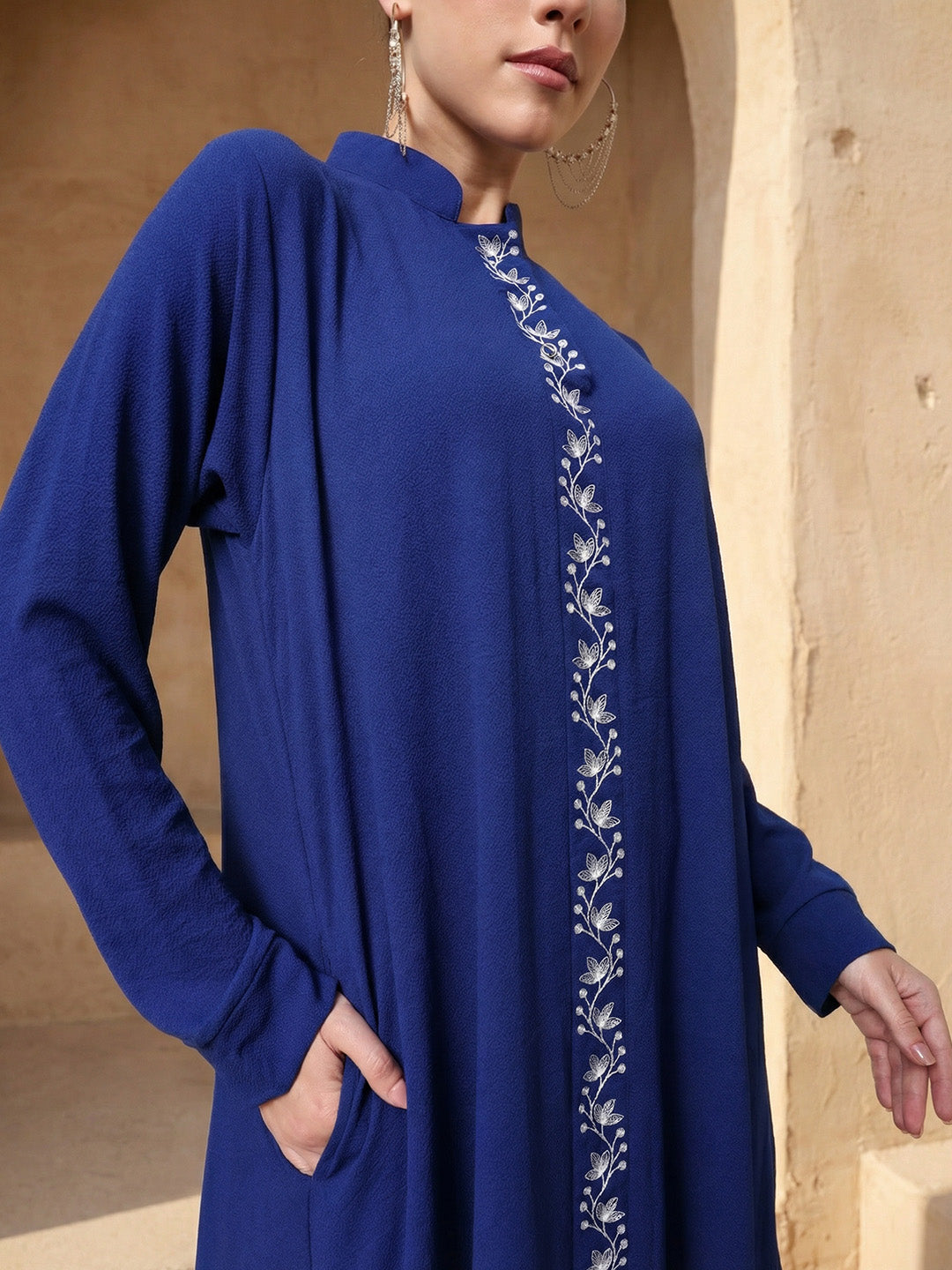 Rich Royal Blue Relaxed Abaya With Hijab