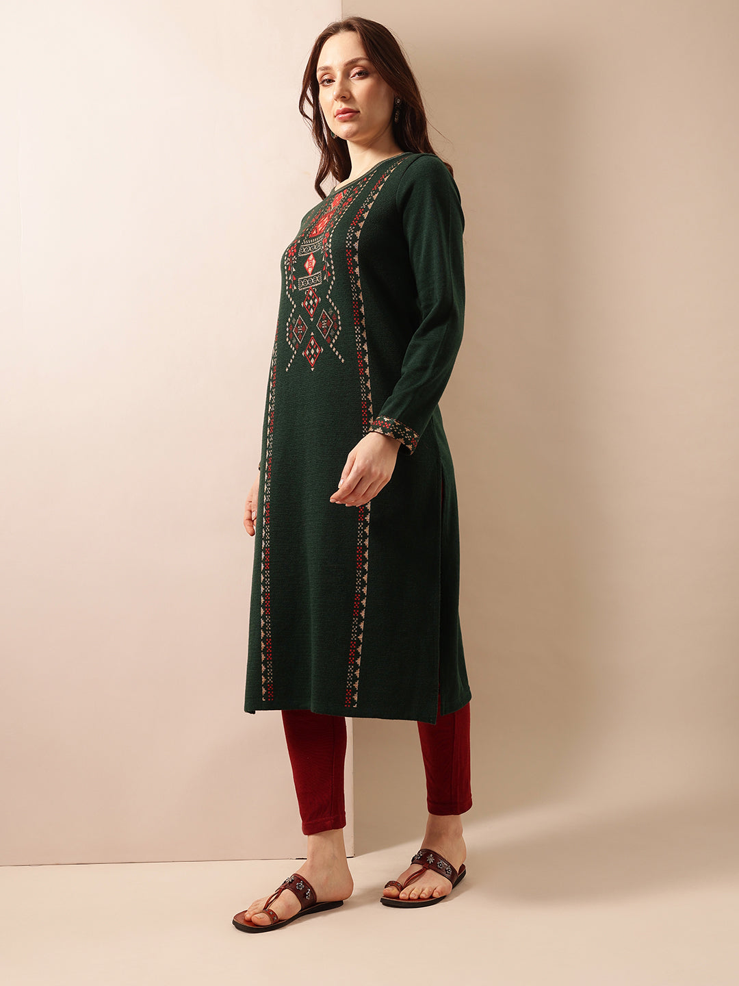 Comfy Bright Green Regular Kurtas