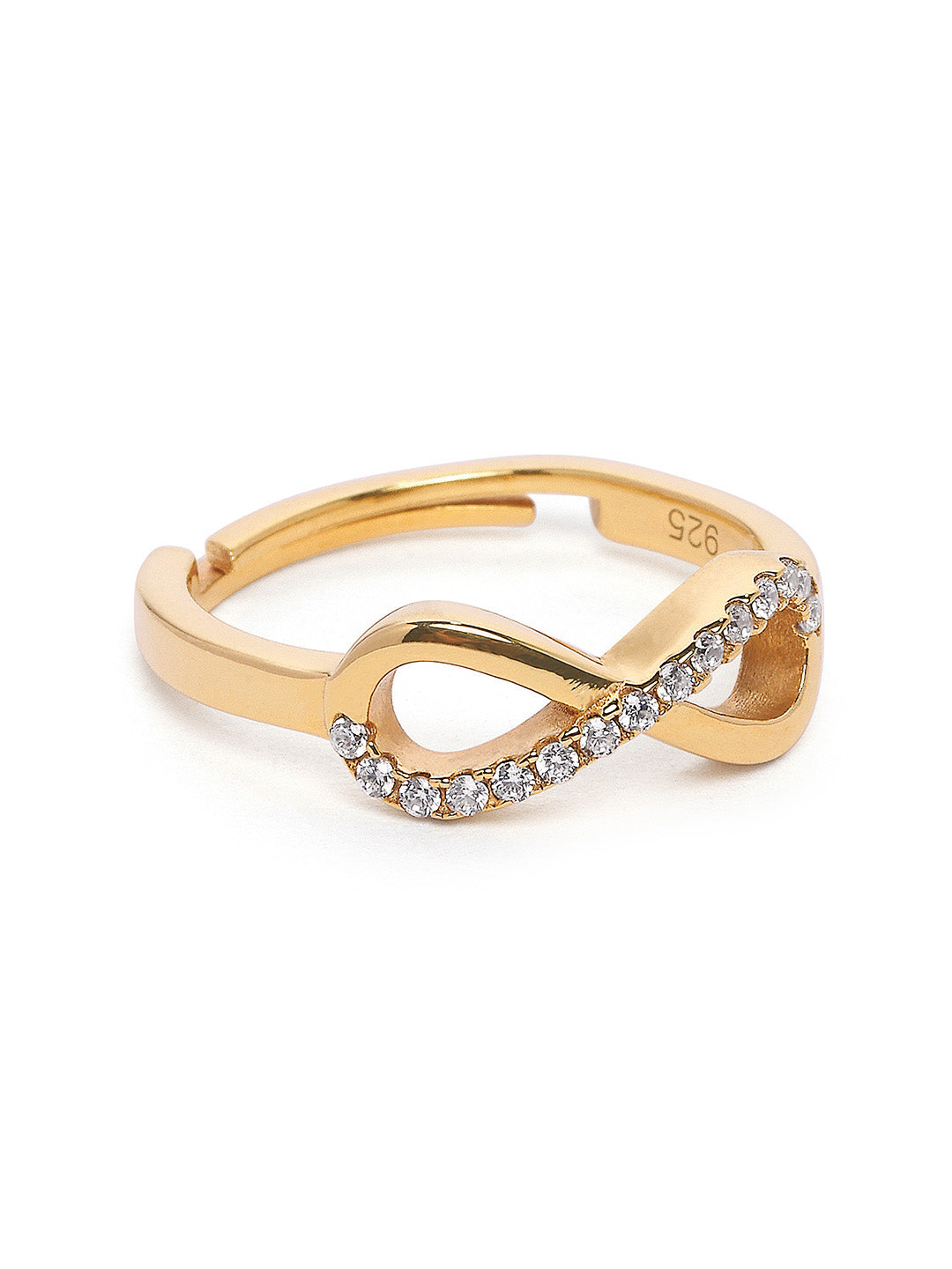 925 Silver Gold Plated Zircon Infinity Ring