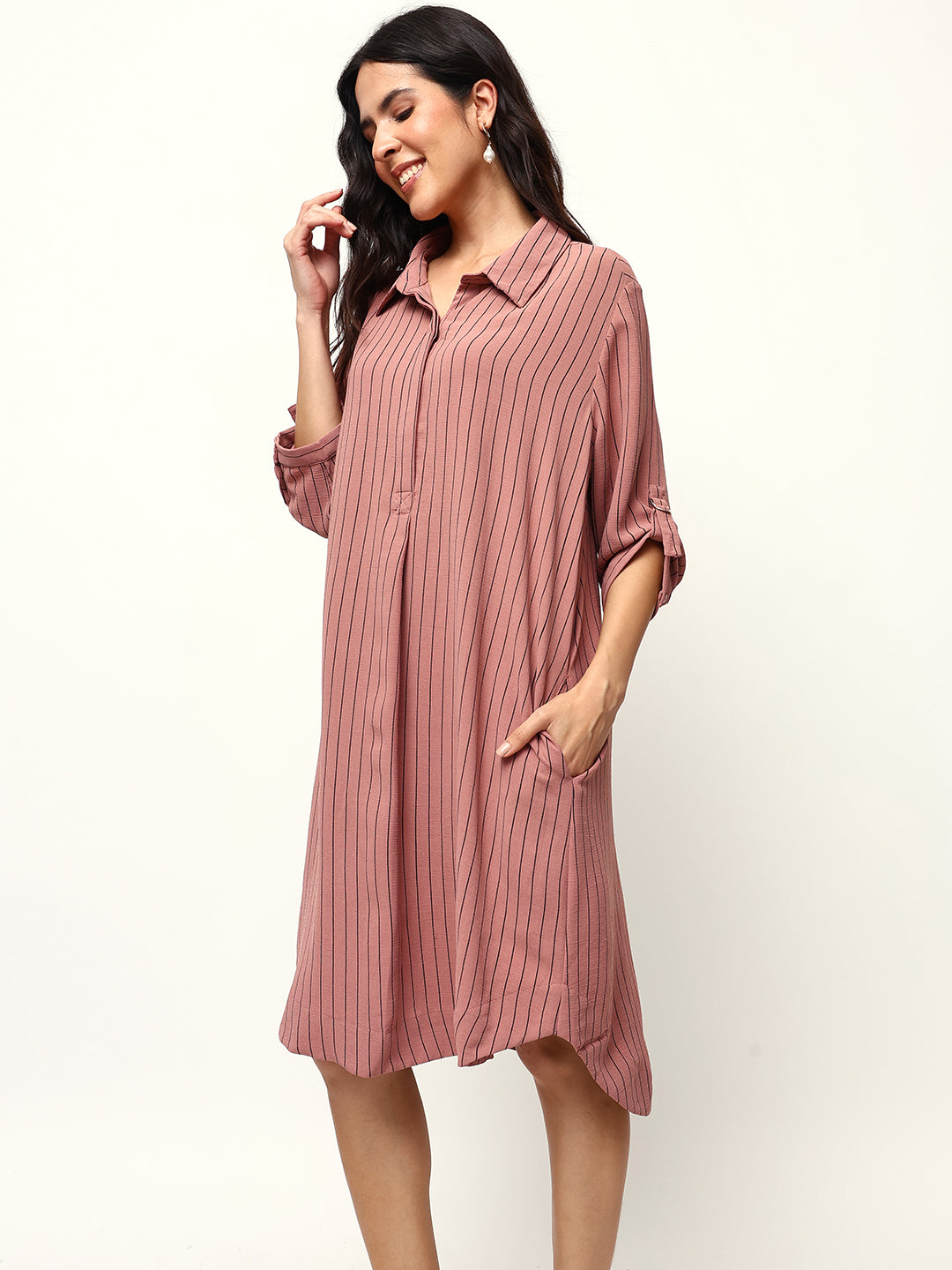 Comfy Rust   Relaxed Dresses|INWDRAW25511_RS