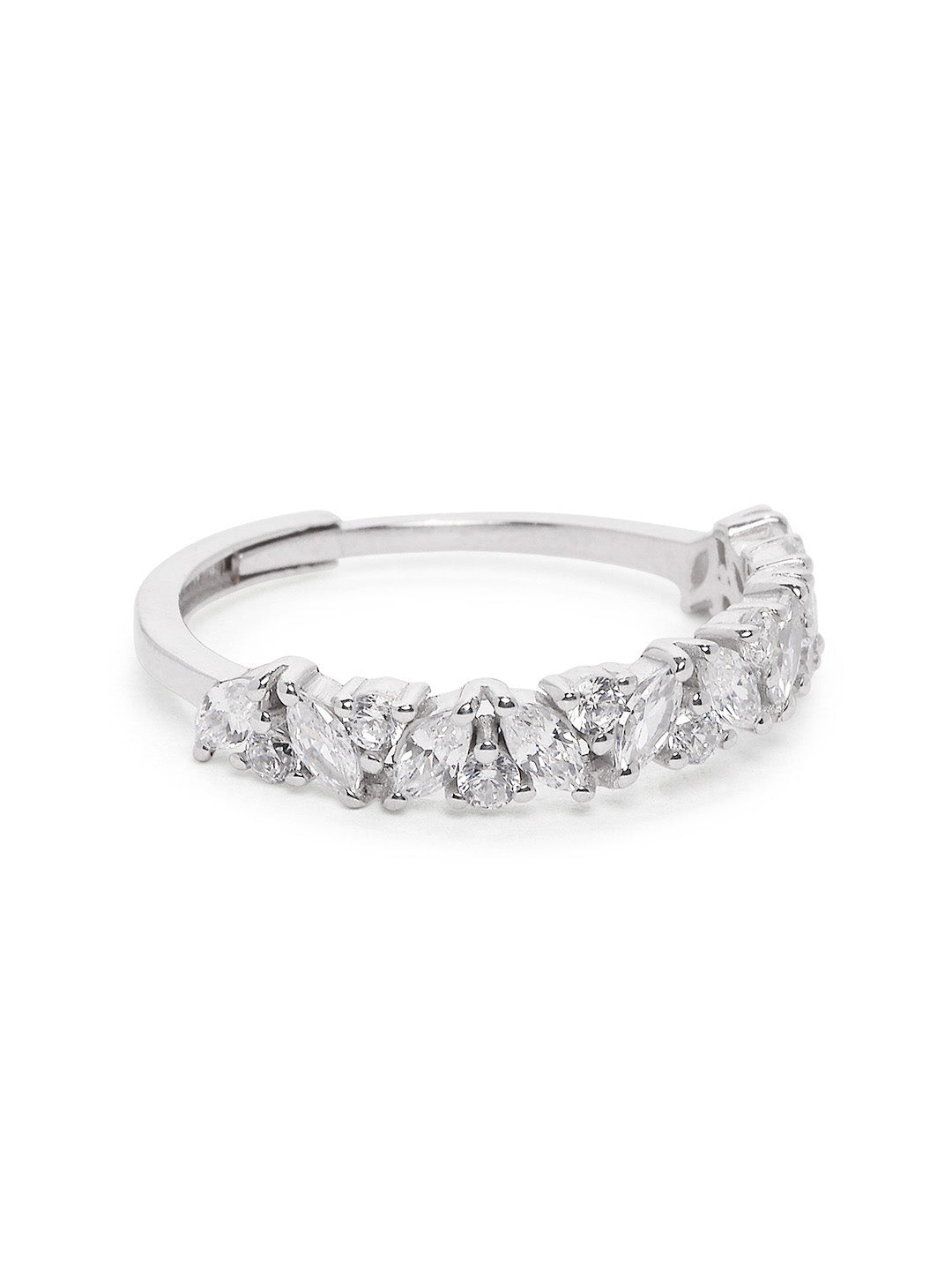 925 Silver Rodium Plated Zircon Studded Ring
