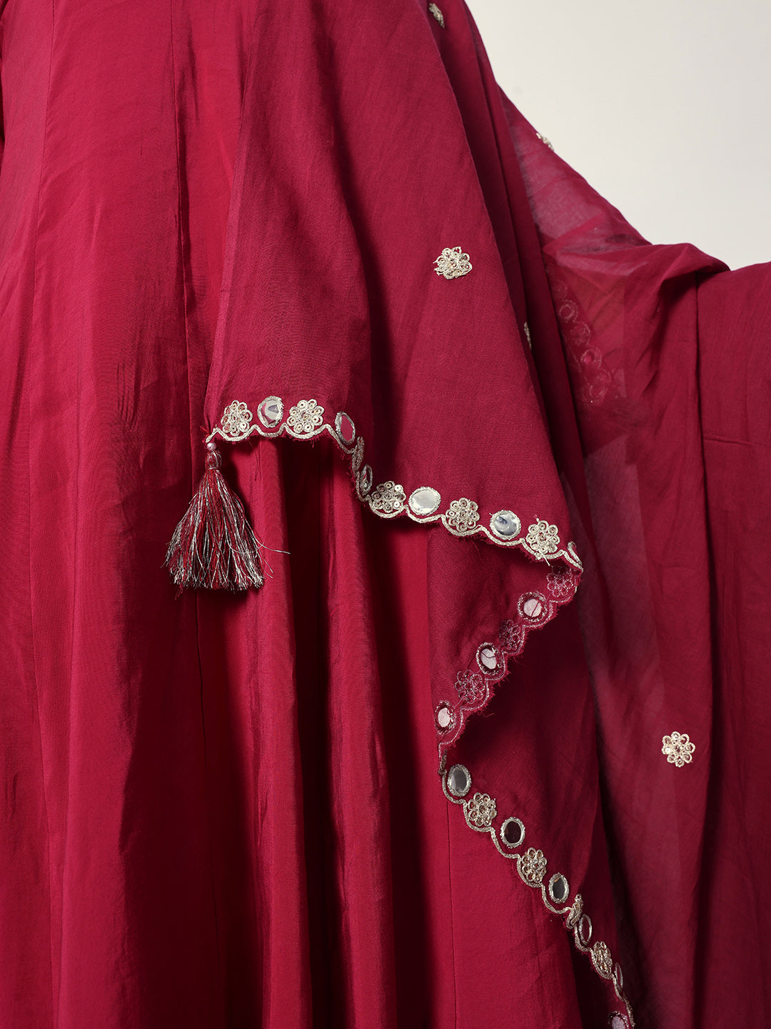 Graceful Pink poly silk zari embroidery anarkali fit kurta set with dupatta