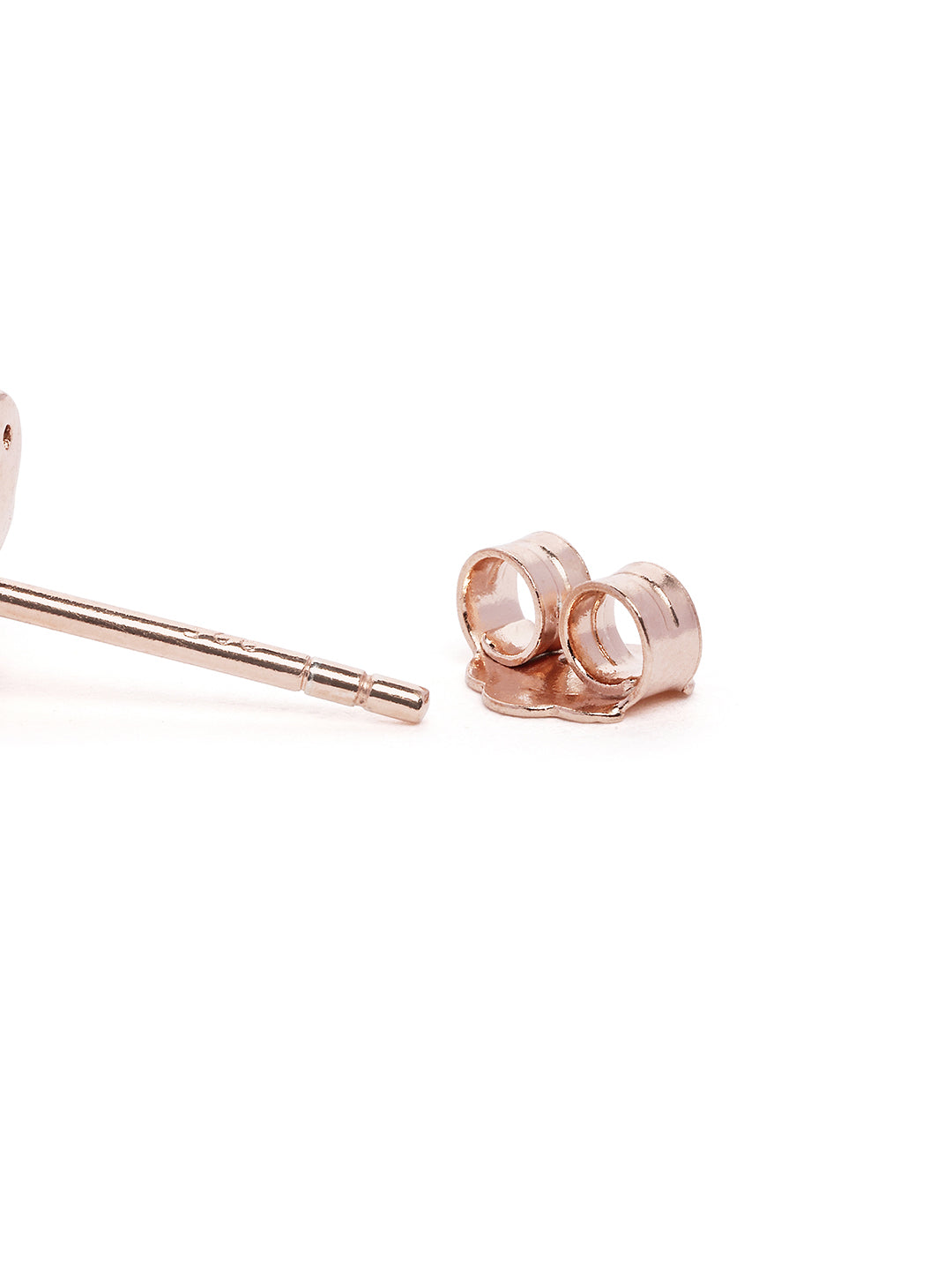 925 Silver Rose Gold Plated Zircon Heart Stud Earring