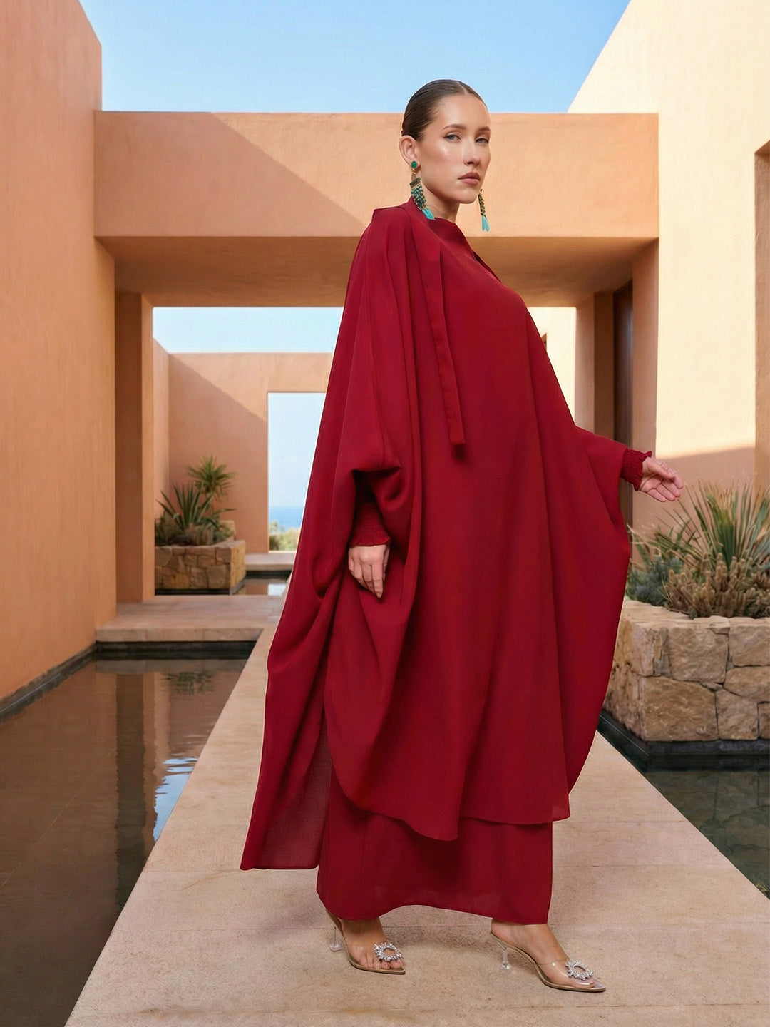 Rich Burgundy Relaxed Abaya