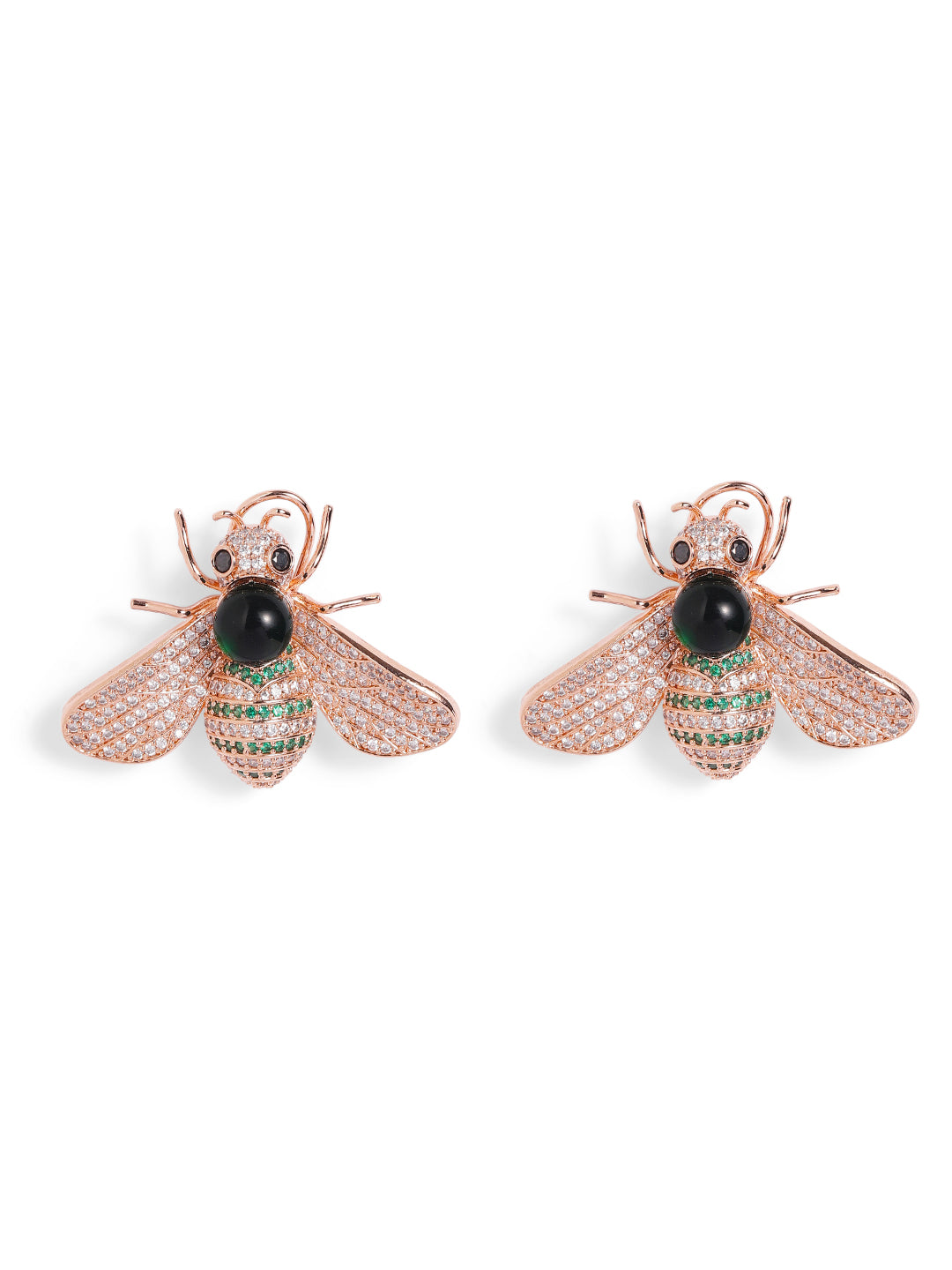 Black Colour Rose Gold Plated AD Studs Earring