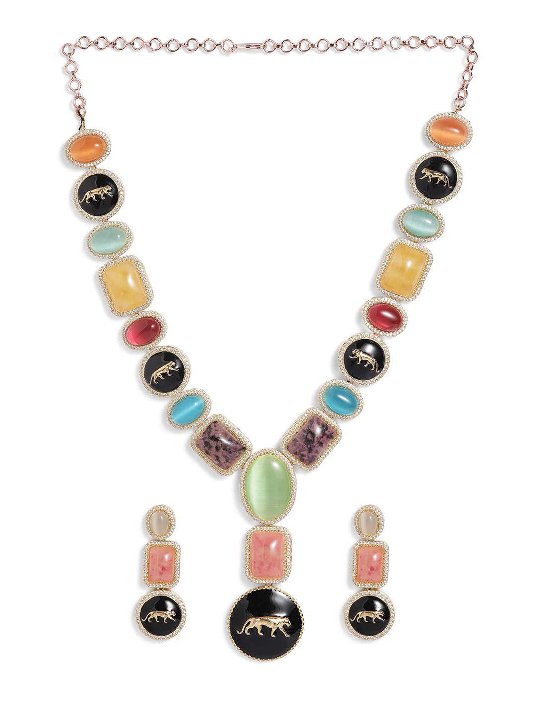 Multi Colour Gold Plated Jewellery Set