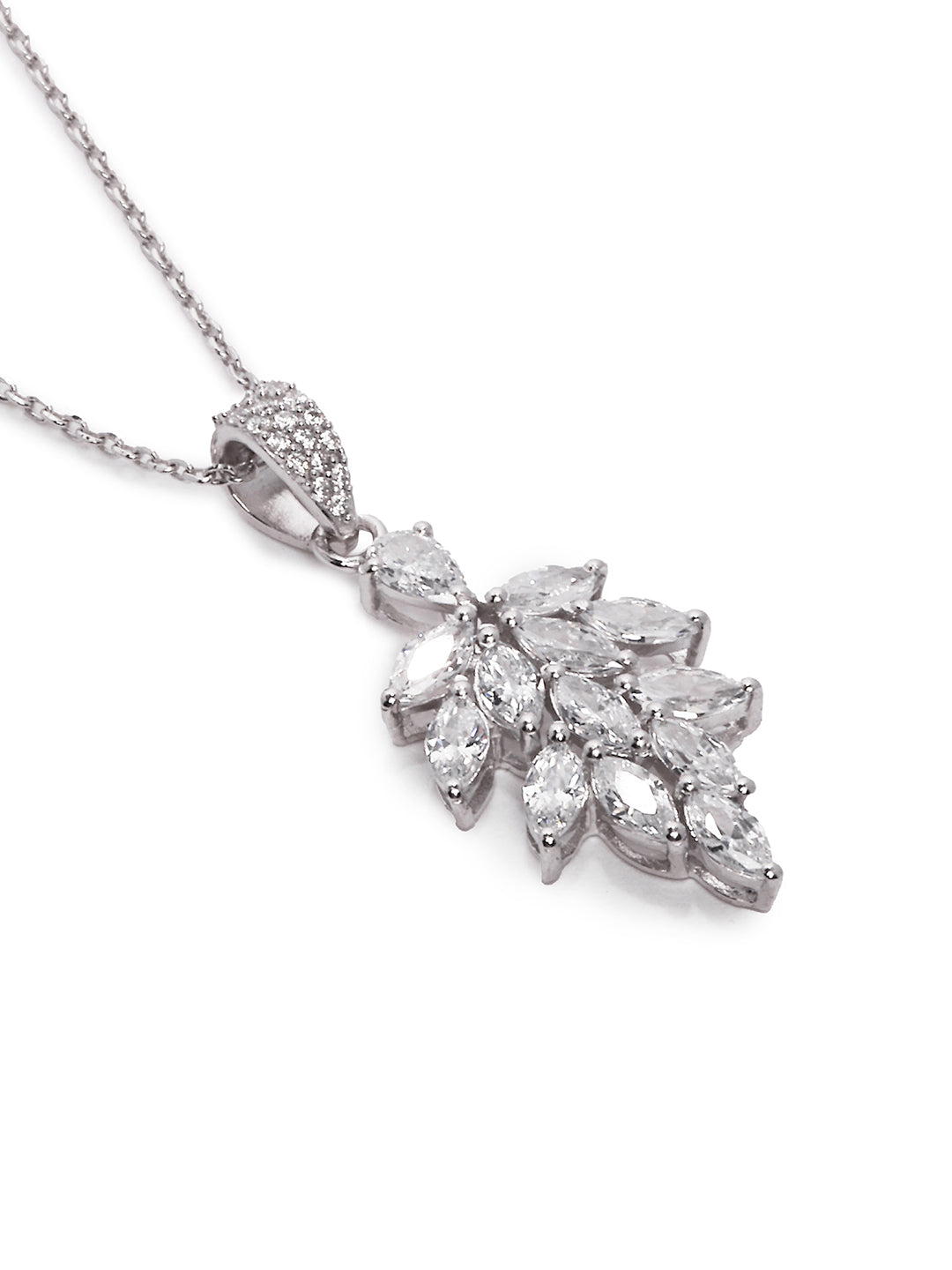925 Silver Rodium Plated Zircon Pendant with Chain
