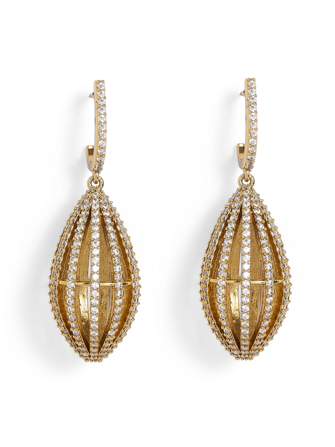 White Colour Gold Plated AD Drop Earring