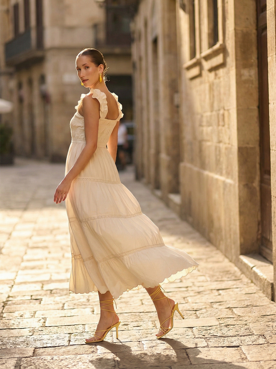 Comfy Beige Tiered Dresses