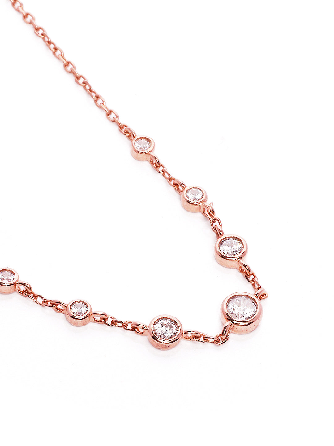 925 Silver Rose Gold Plated Zircon Necklace