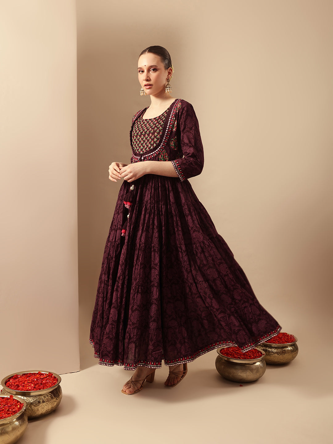 Comfy Wine Flared Dresses