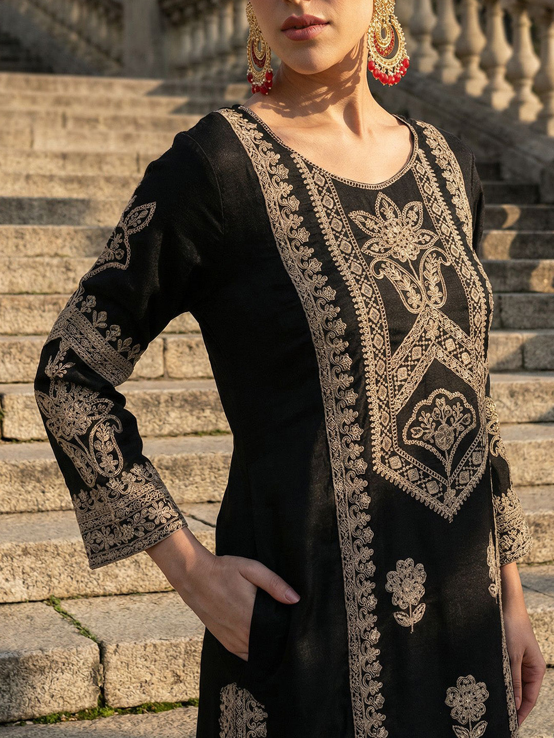 Rich Black Straight Kurta sets
