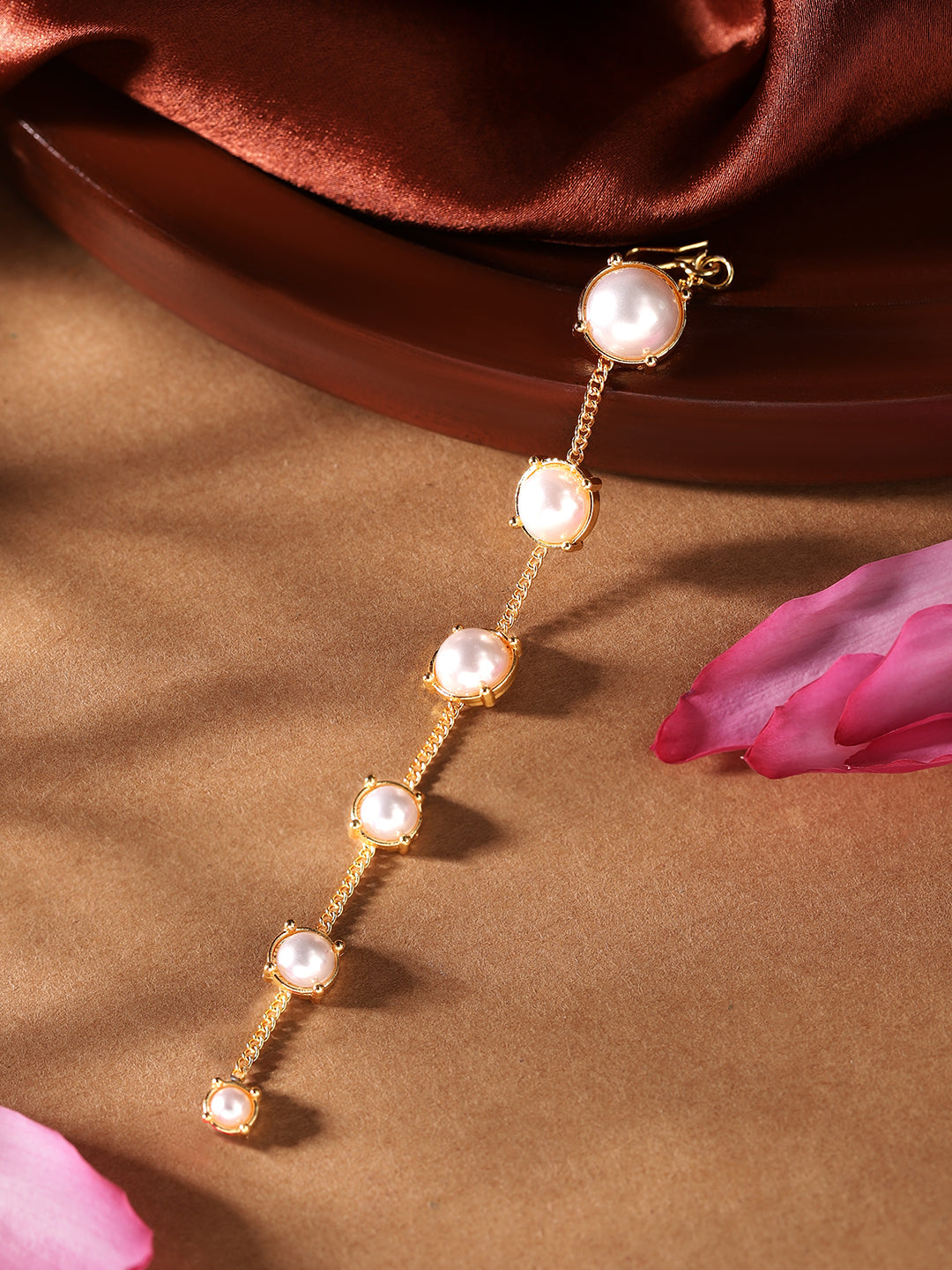 WhiteColour Gold Plated Pearl Mangtika
