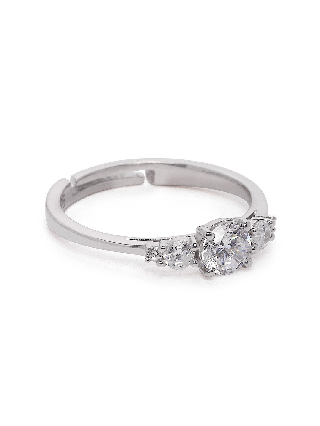 925 Silver Gold Plated Zircon Studded Ring