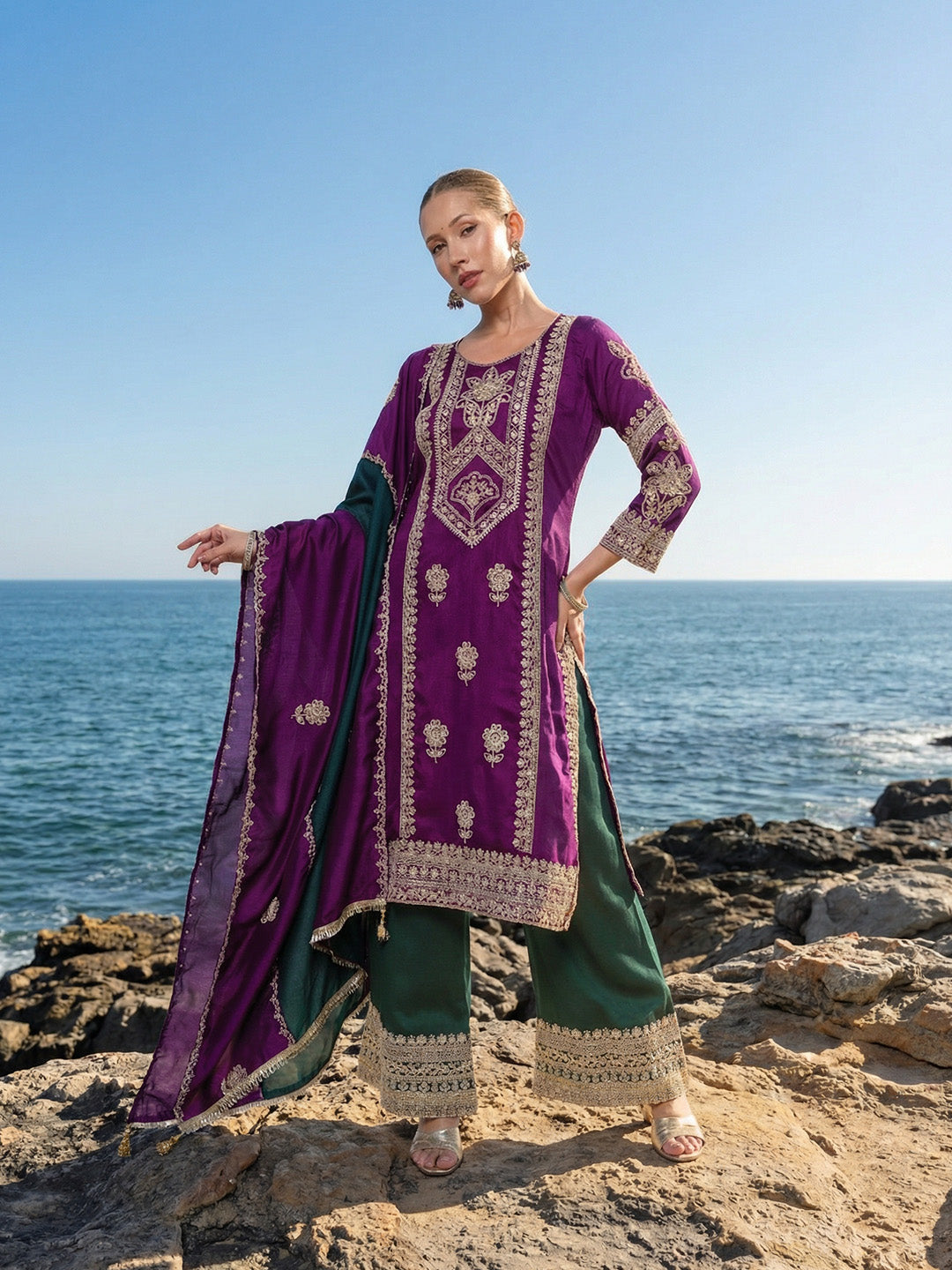 Rich Purple Straight Kurta sets