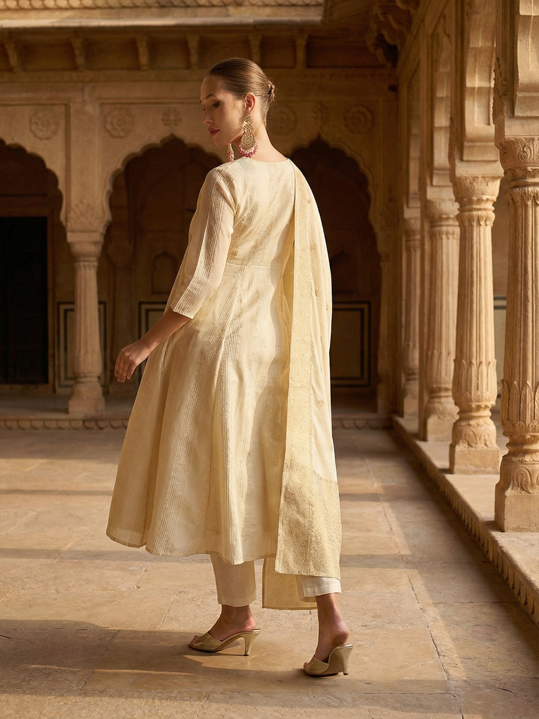 Rich Off white Embroidered A- Line Kurta sets