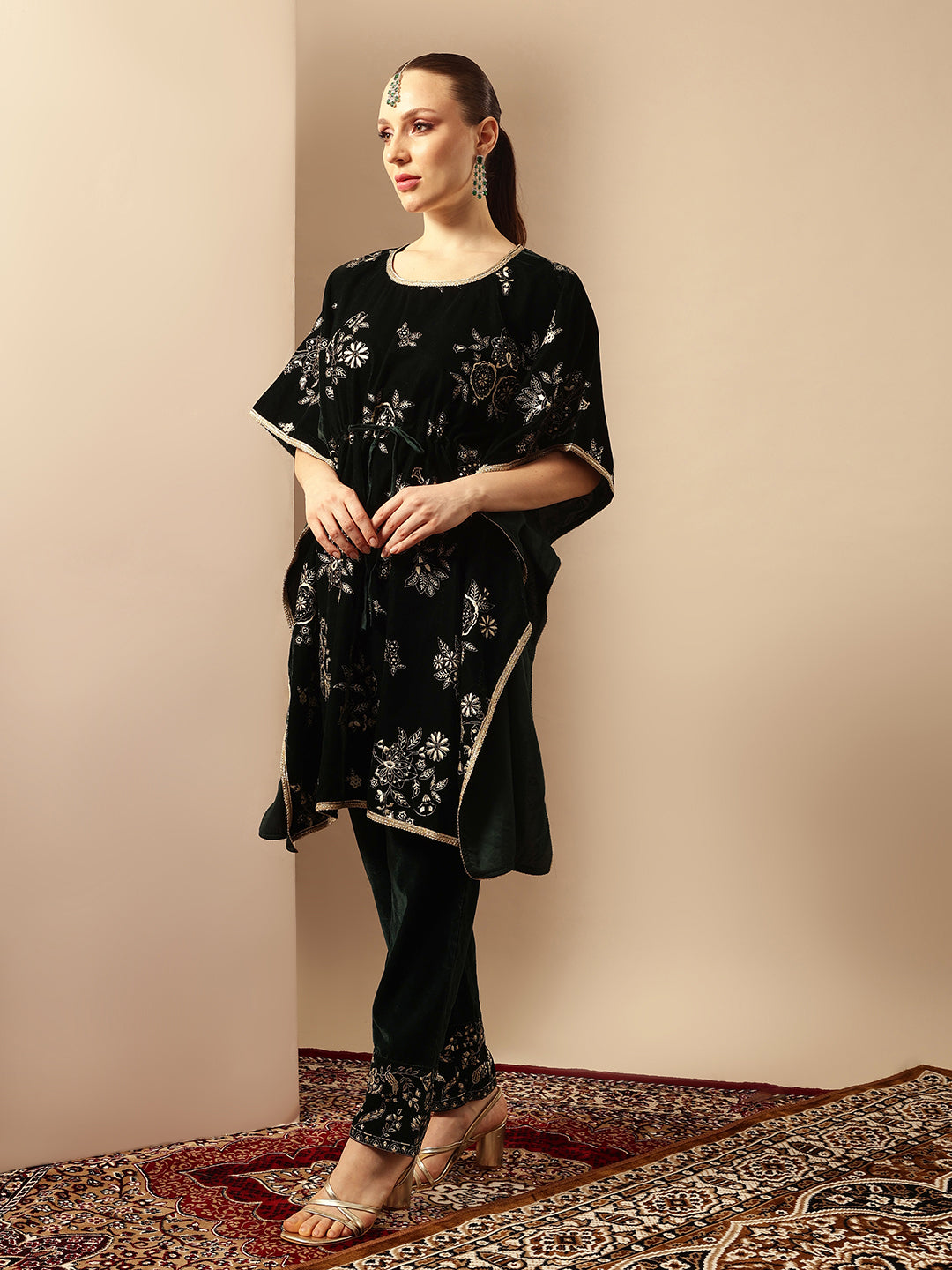 Rich Dark Green Kaftan Set Co-ords