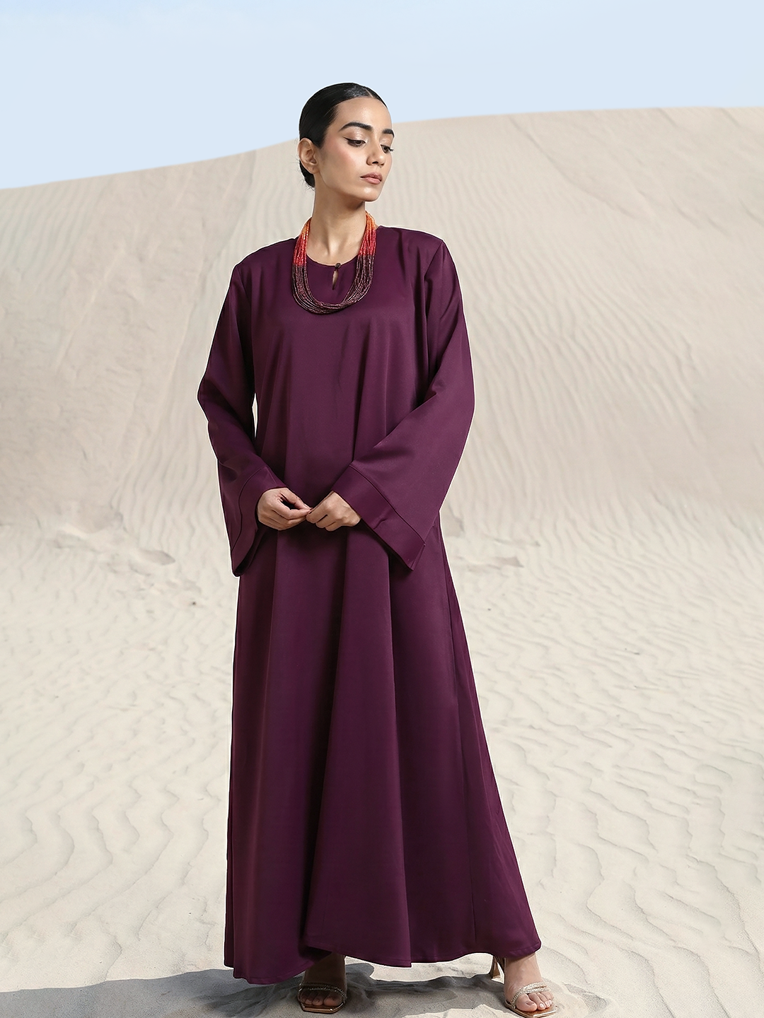 Rich Poly Georgette Embellished Regular Abaya with Hijab