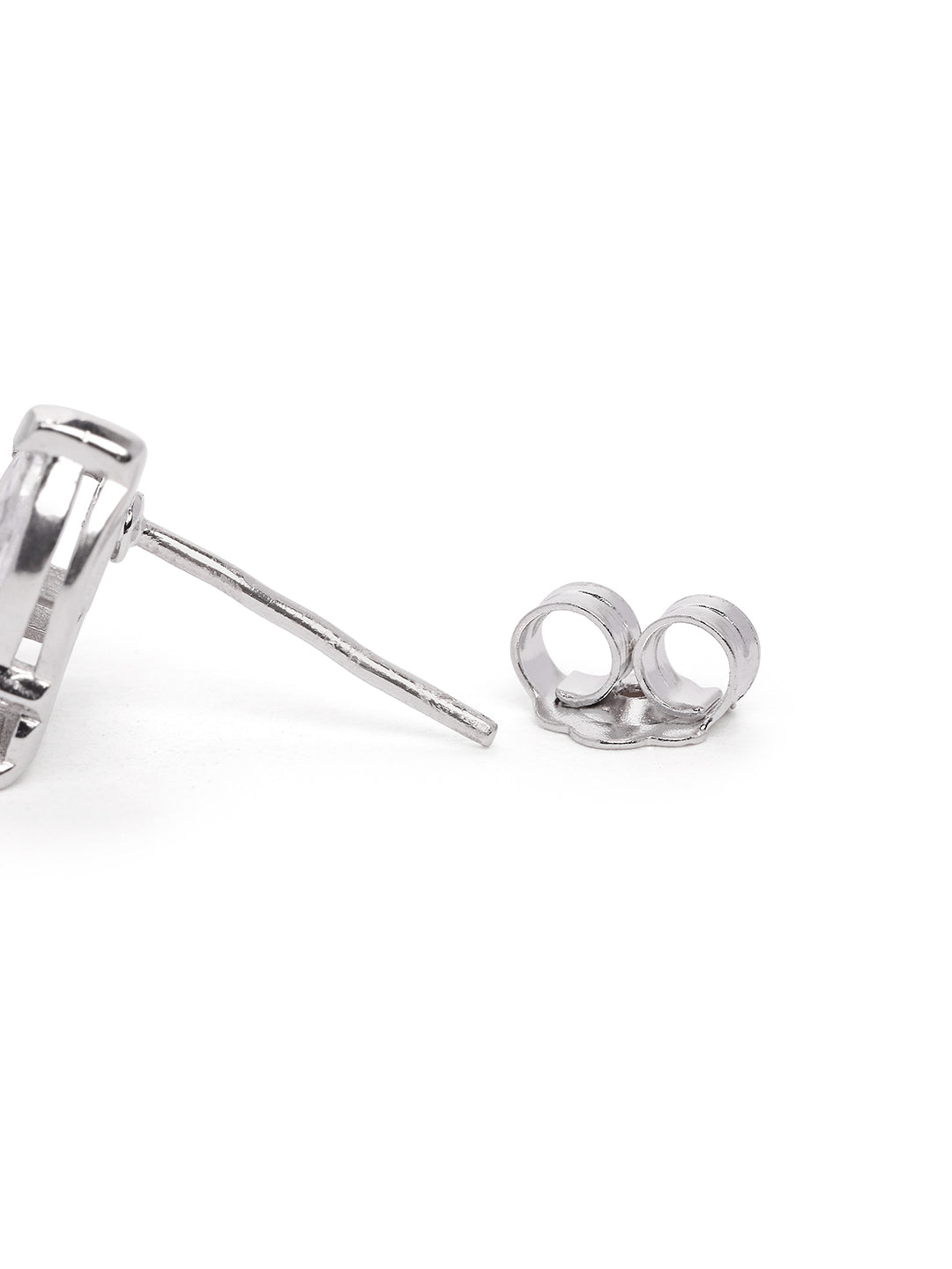 925 Silver Rodium Plated leaf Stud Earring