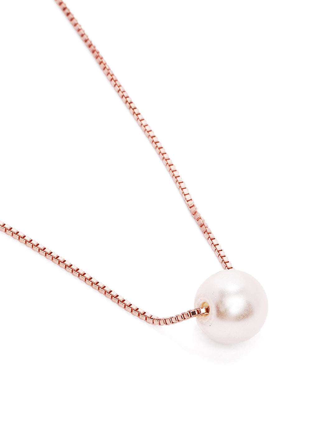 925 Silver Rose Gold Plated Pearl Pendant Chain