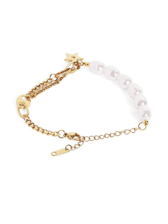 Ishin White Colour Gold Plated Artificial Stones And Beads Armlet