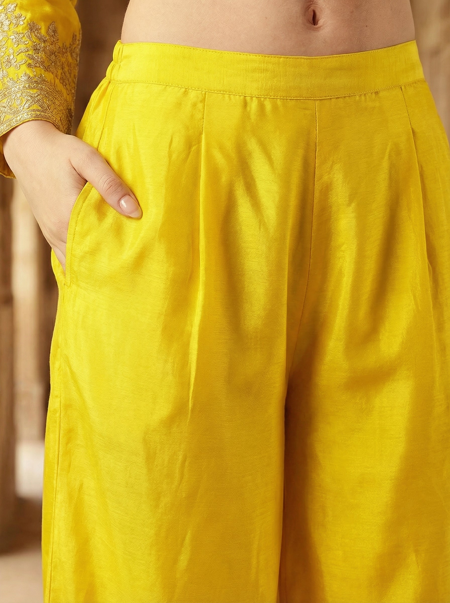 Rich Yellow Embroidered Straight Kurta sets