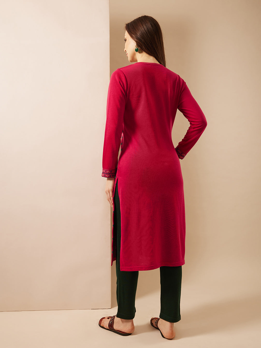 Comfy Dark Pink Regular Kurtas|INWKAAW25607_PN