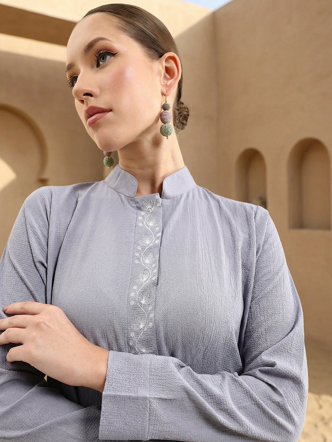 Rich Lavender Relaxed Abaya with Hijab