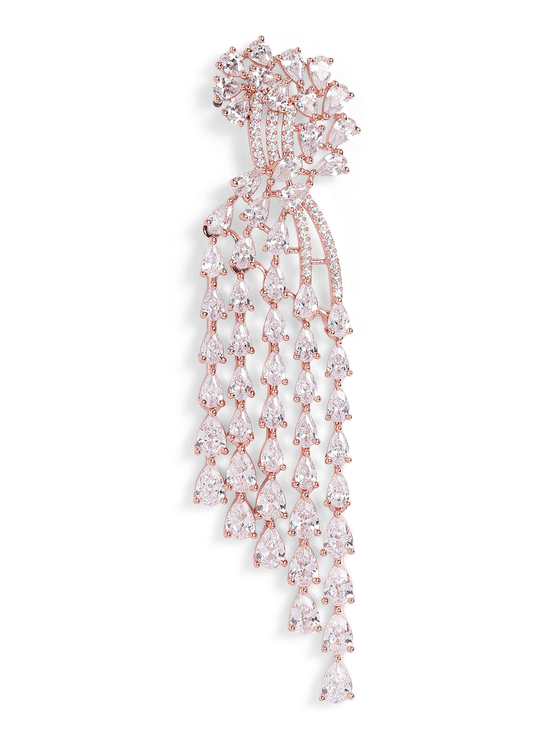 White Colour Rose Gold Plated AD Drop Earring