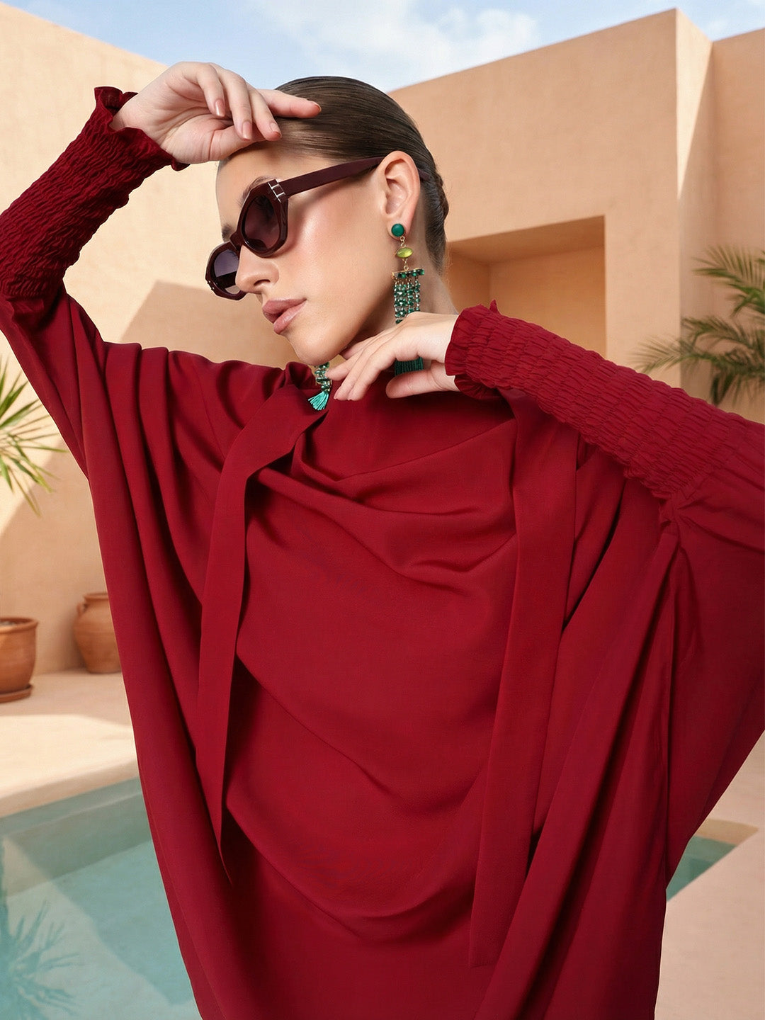 Rich Burgundy Relaxed Abaya