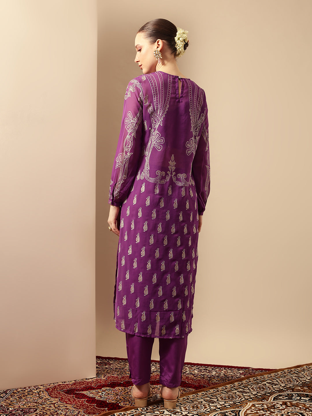 Graceful Purple Straight Kurta Sets