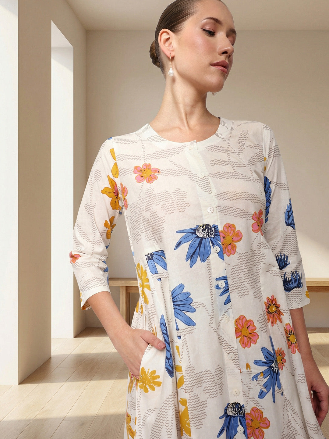 Comfy Off white A Line Kurta sets