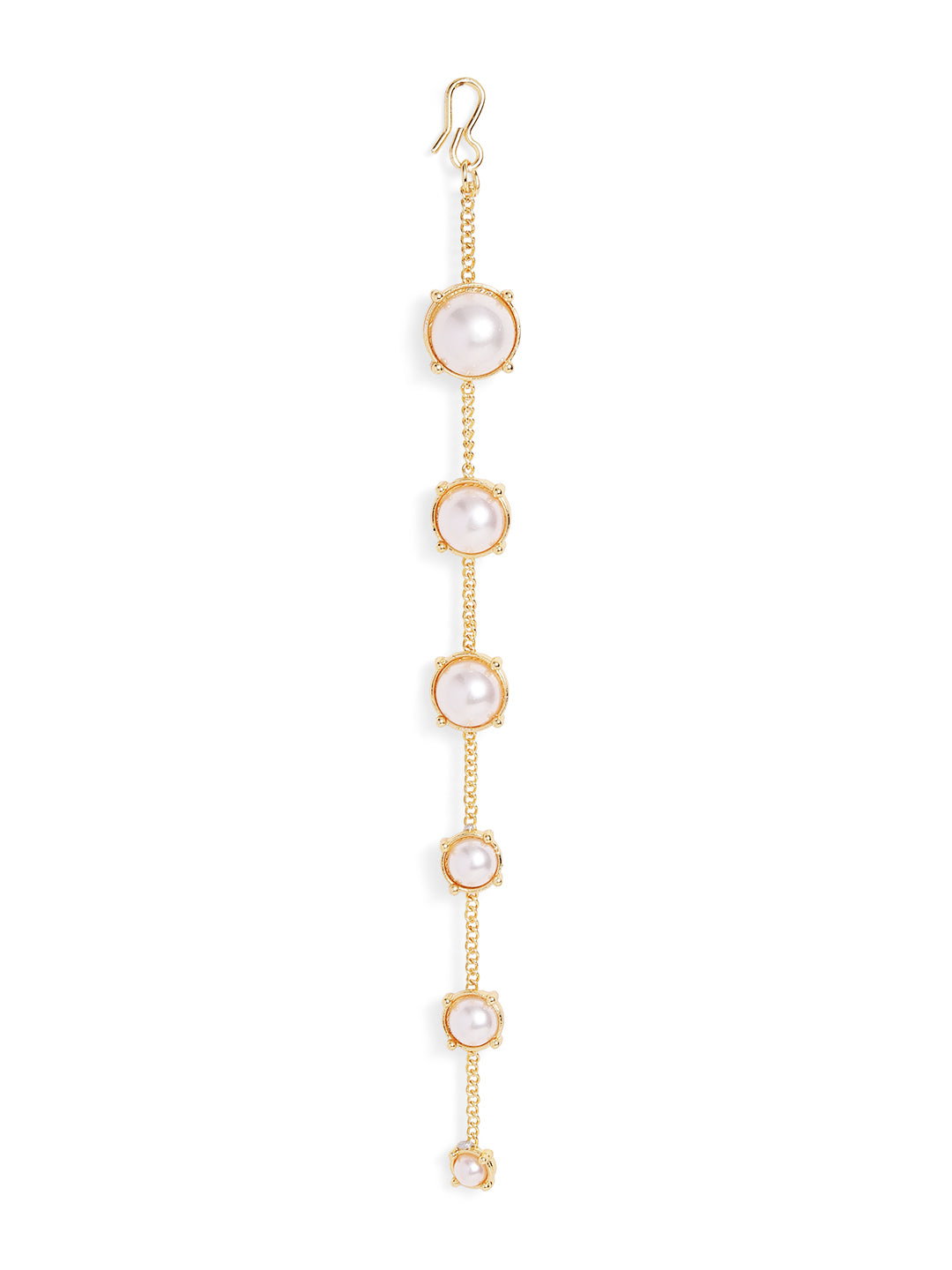 WhiteColour Gold Plated Pearl Mangtika