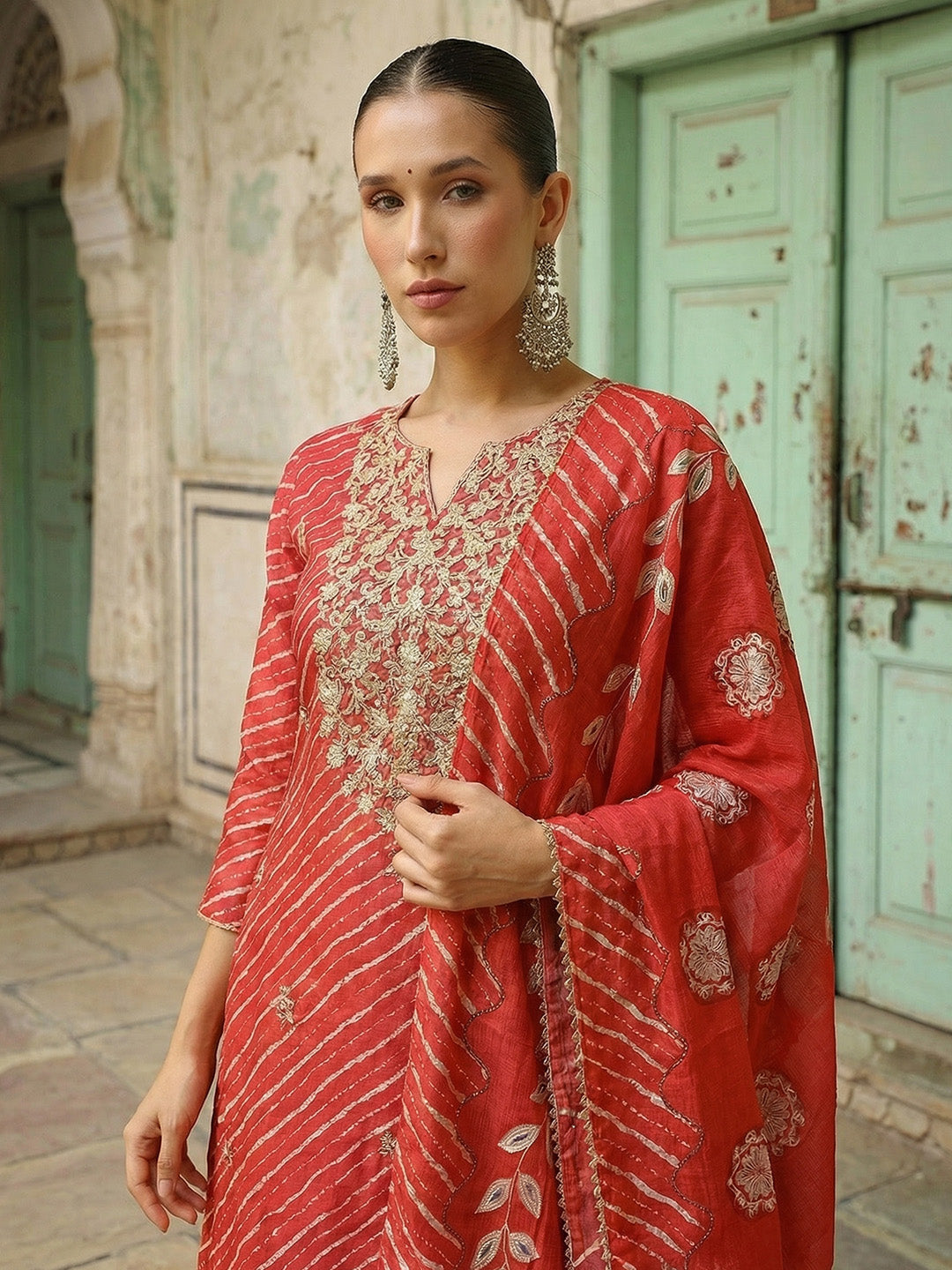 Comfy Orange Ananda Embroidered Kurta sets
