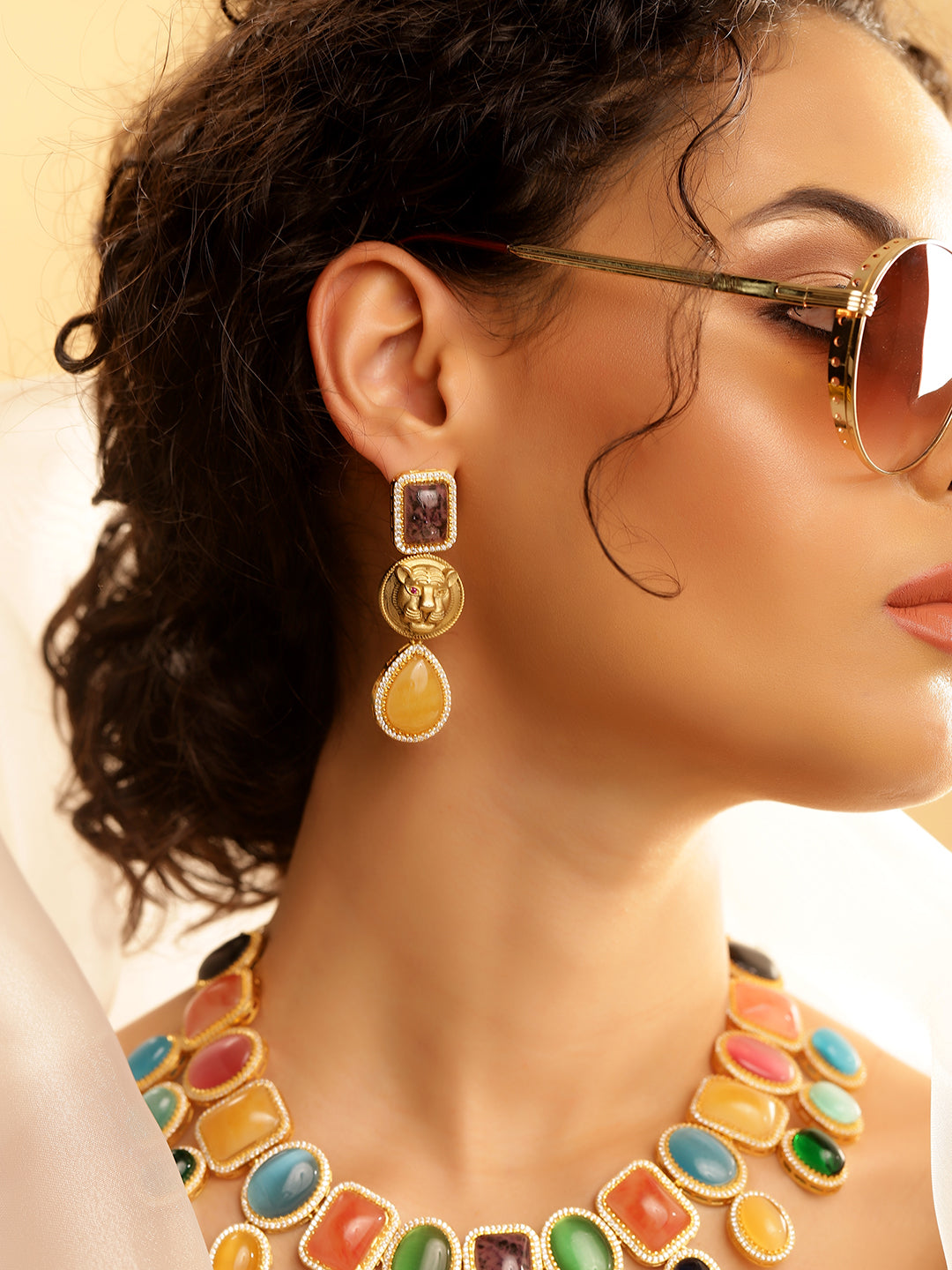 Multi Colour Gold Plated Jewellery Set