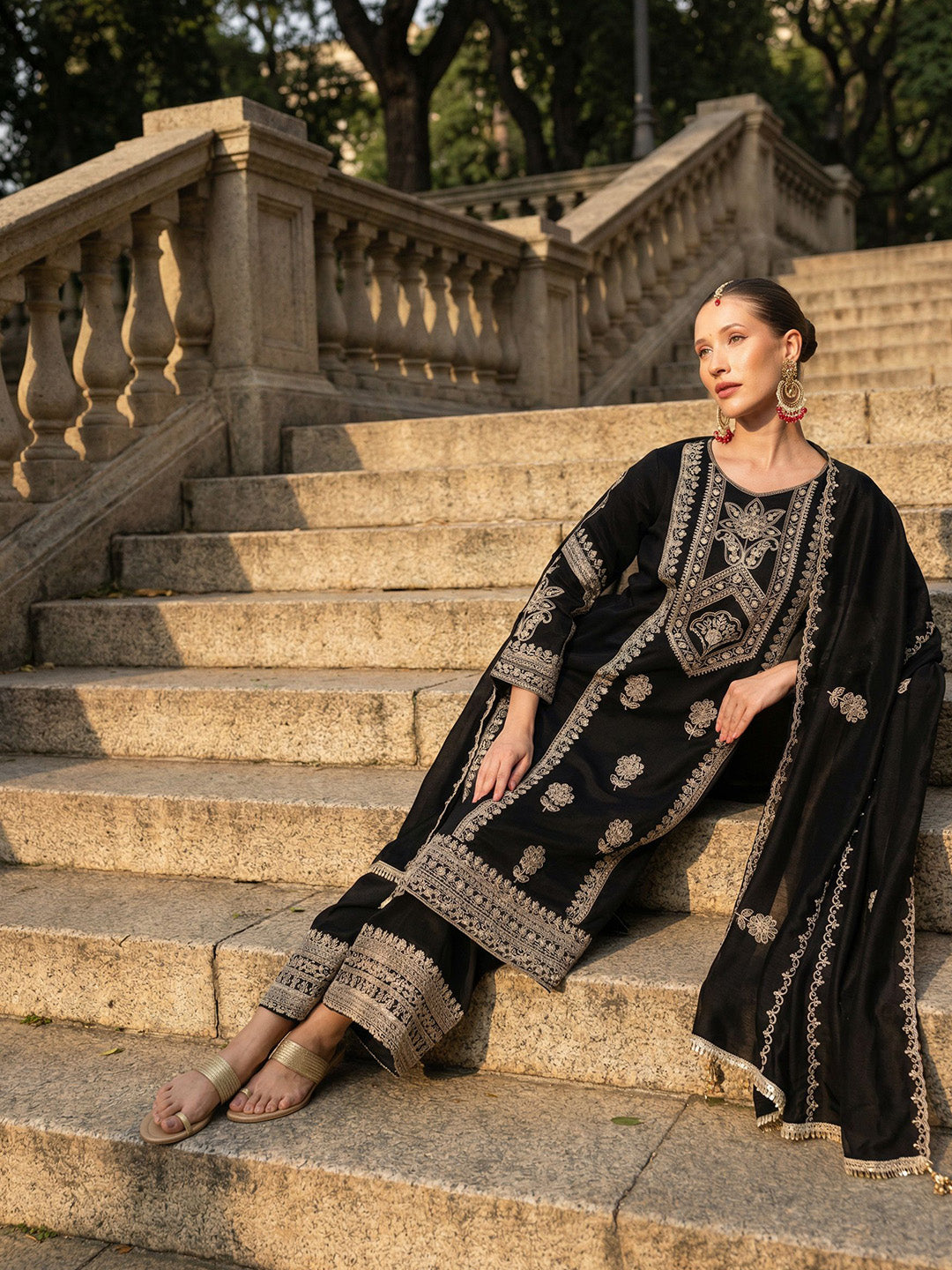 Rich Black Straight Kurta sets