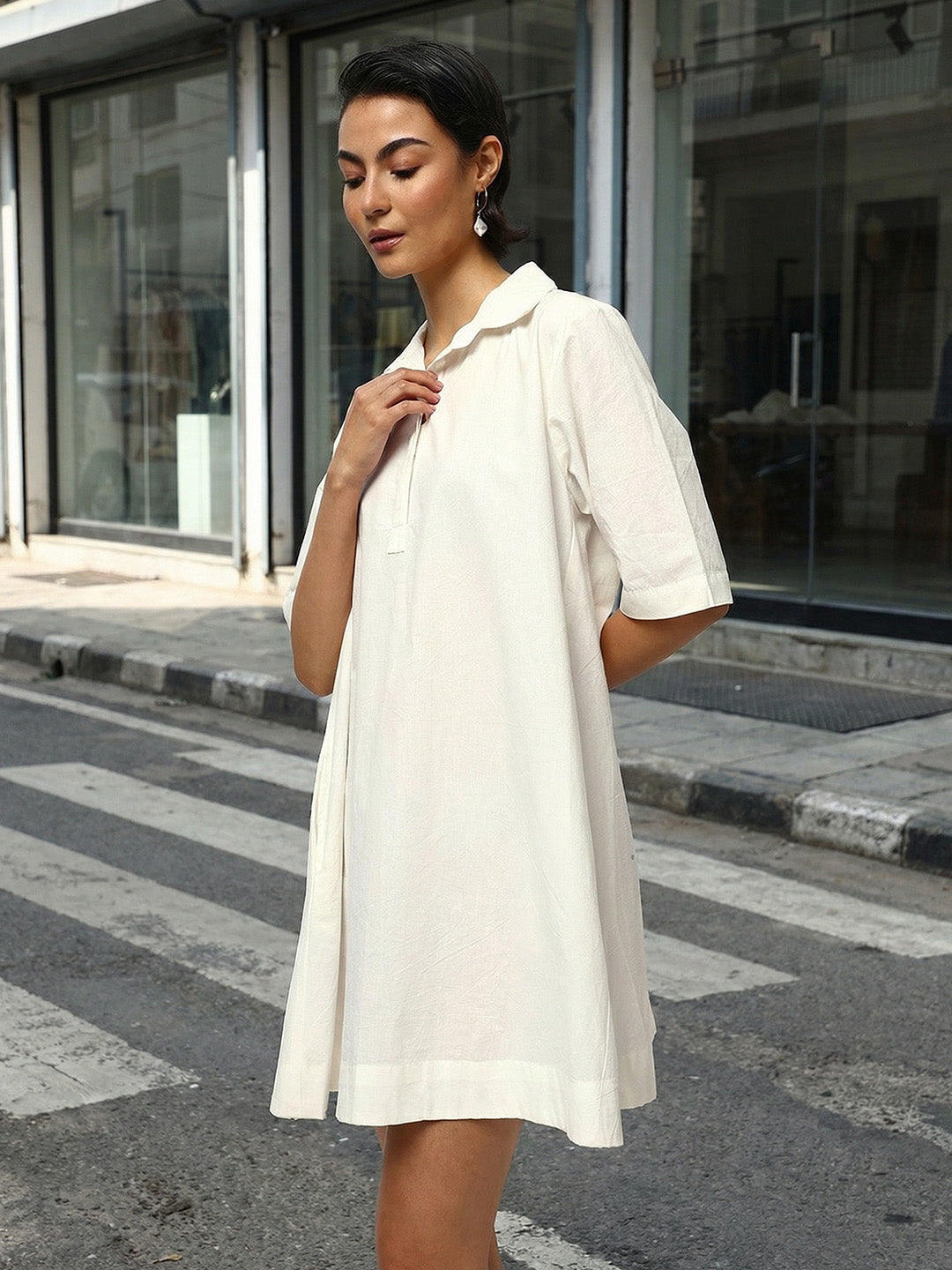 Comfy Off white A Line Dresses