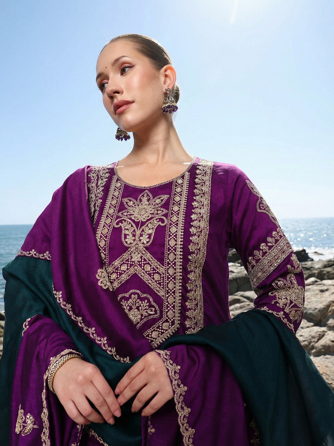 Rich Purple Straight Kurta sets