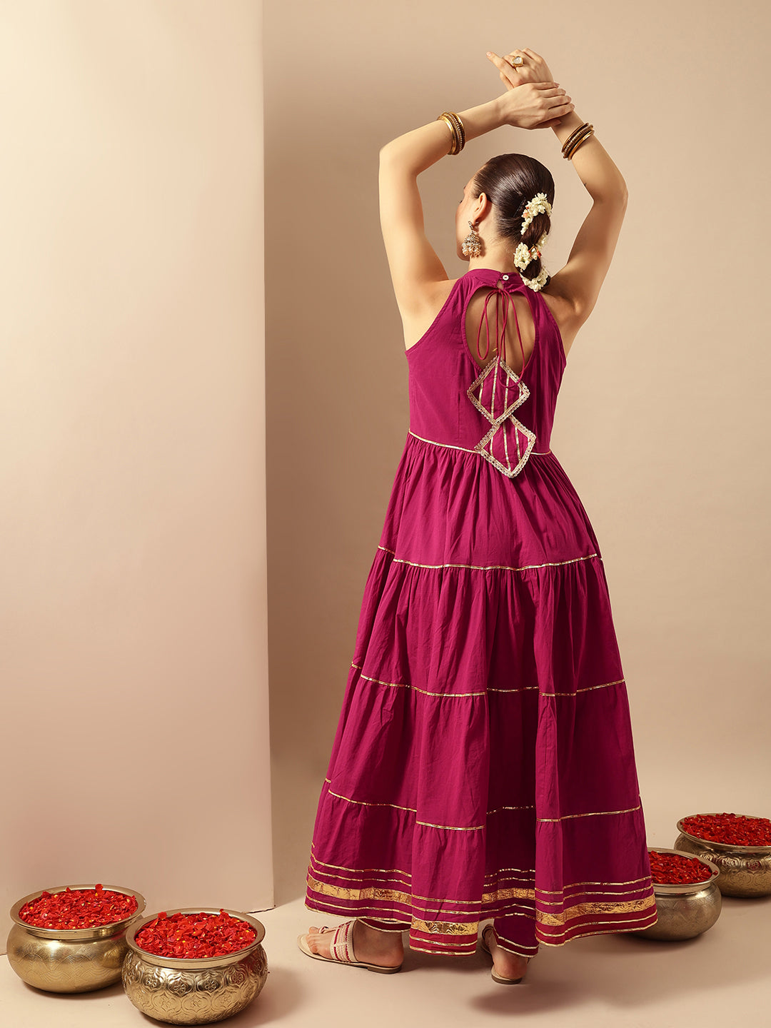 Comfy Rani Pink Organza Embroidered Anarkali Kurta Sets