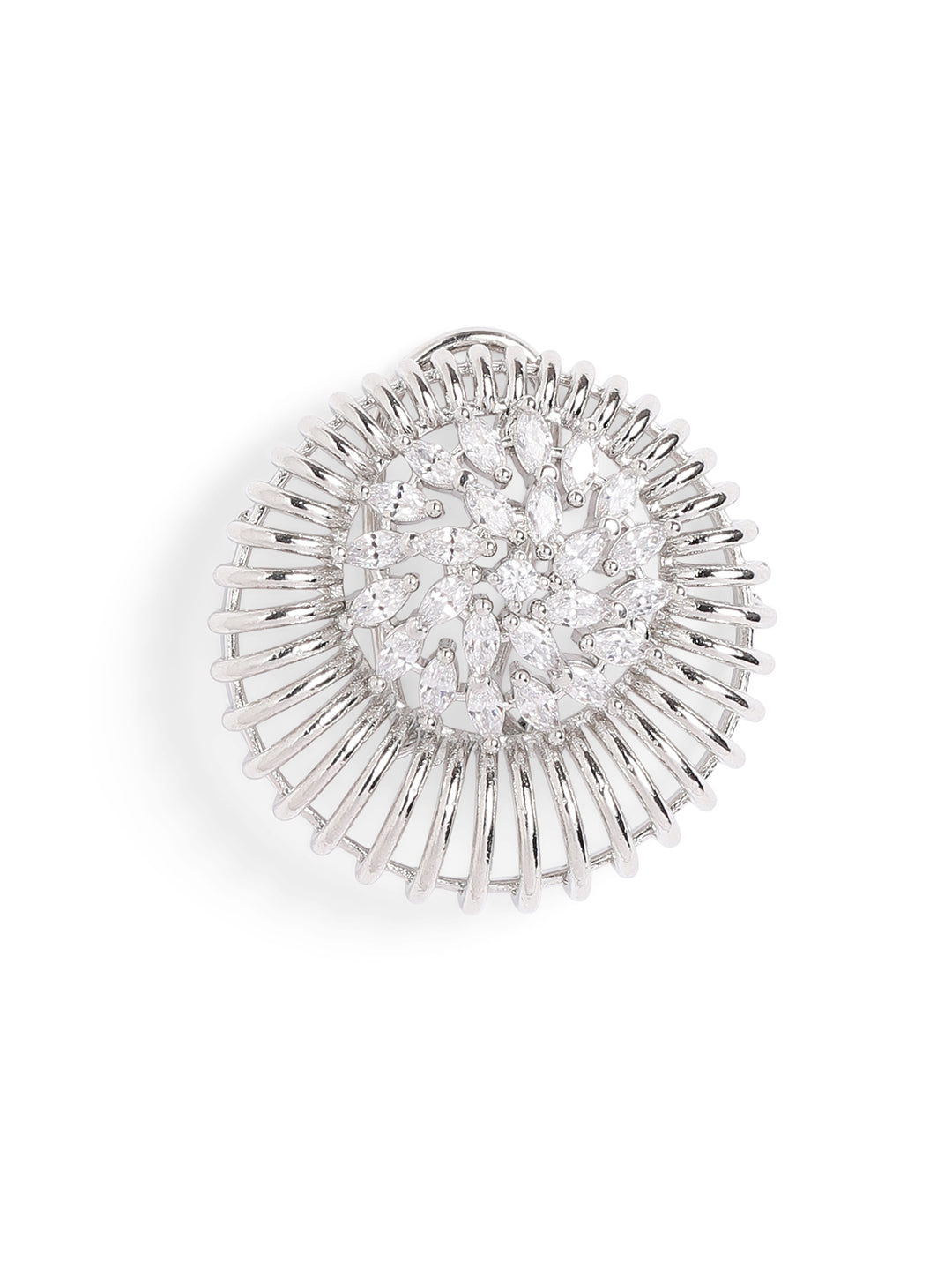 White Colour Silver Plated AD Studs Earring