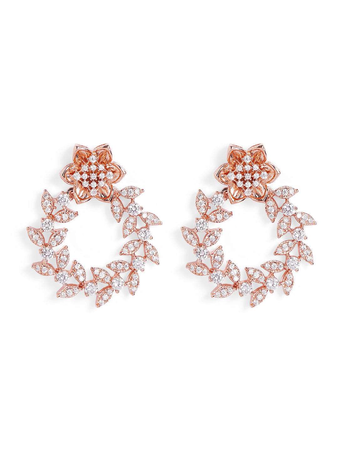 White Colour Rose Gold Plated AD Studs Earring