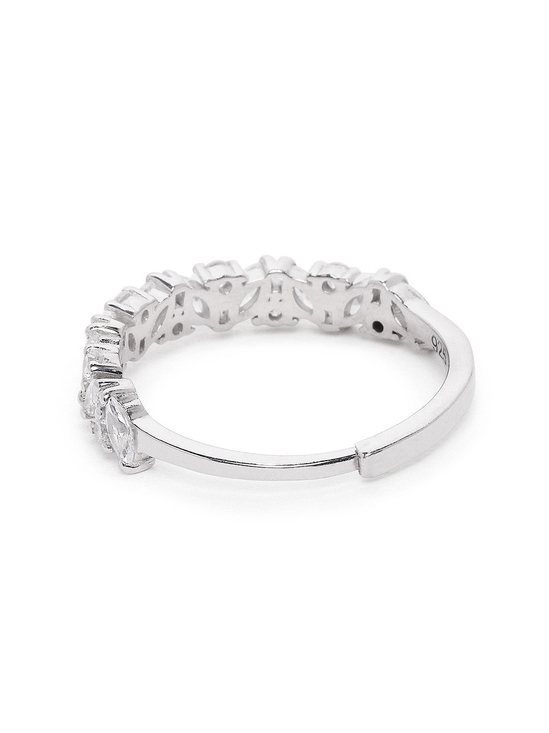 925 Silver Rodium Plated Zircon Studded Ring
