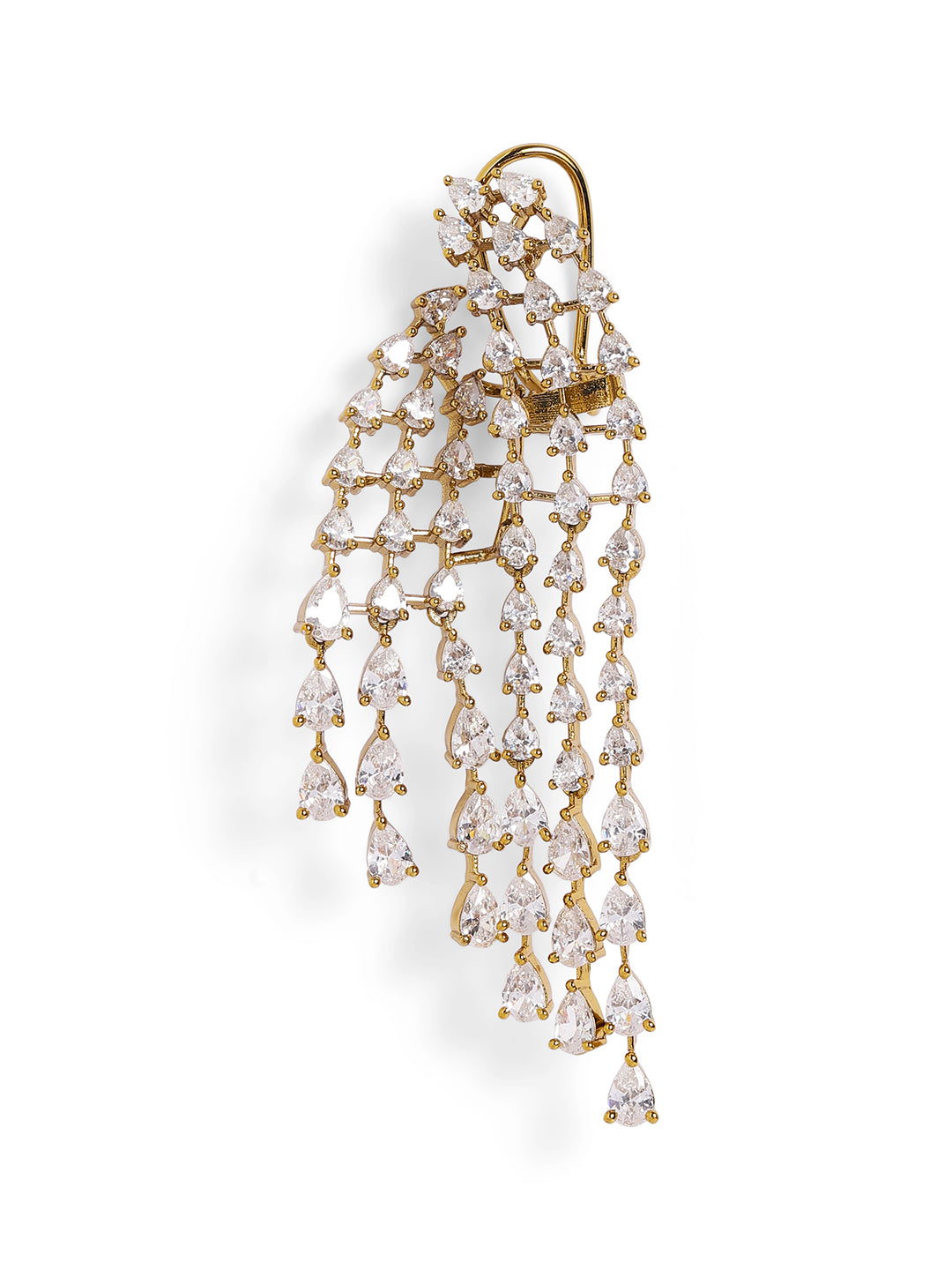 White Colour Gold Plated AD Drop Earring