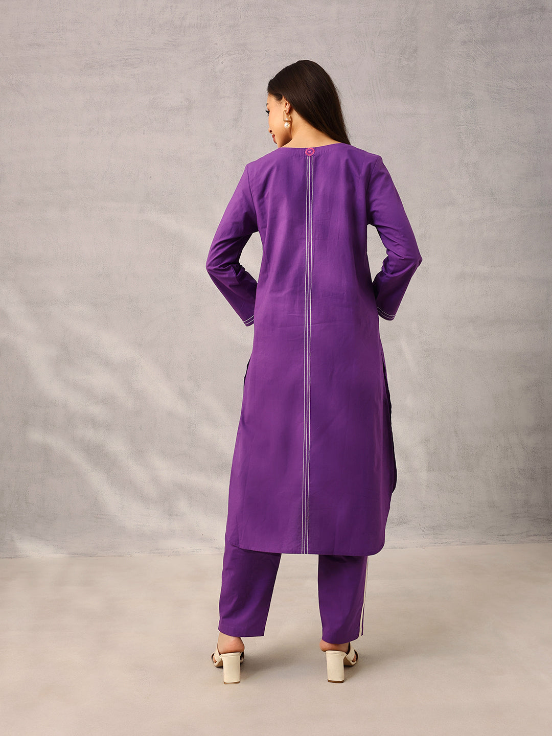 Purple Workwear  Tailored Solid Kurta with Trouser