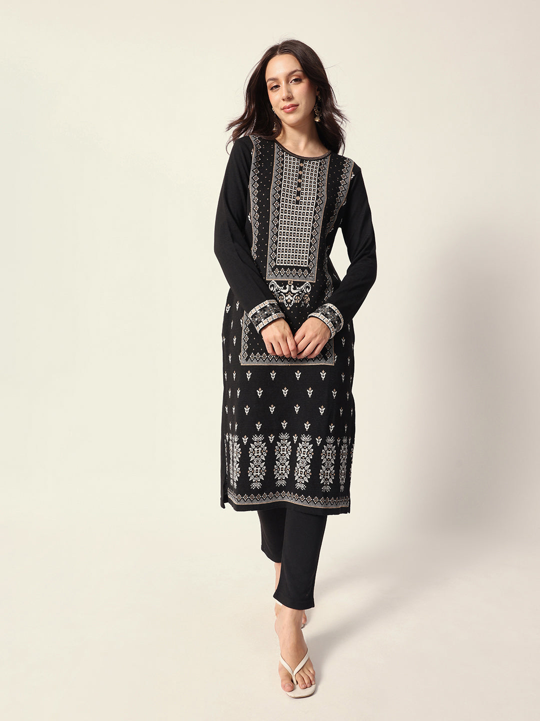 Woven Design Jacquard Kurta Straight Fit Kurta