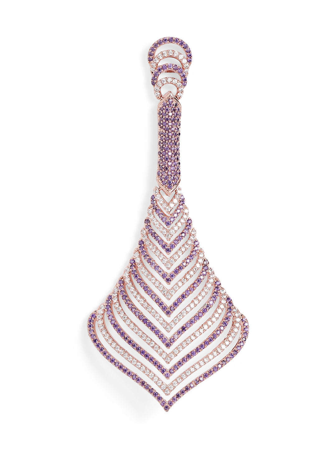 Purple Colour Silver Plated AD Drop Earring