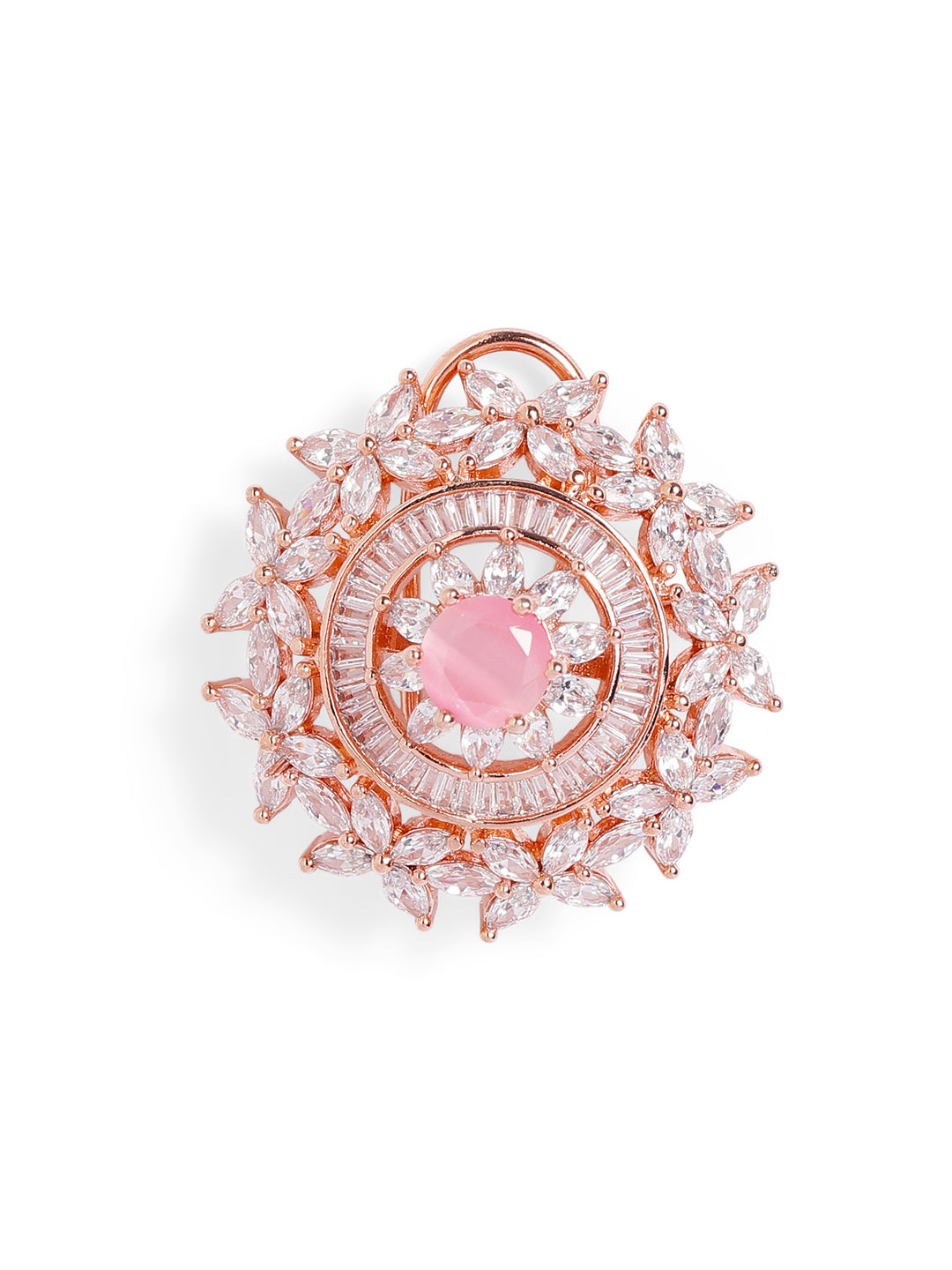 Pink Colour Gold Plated AD Studs Earring