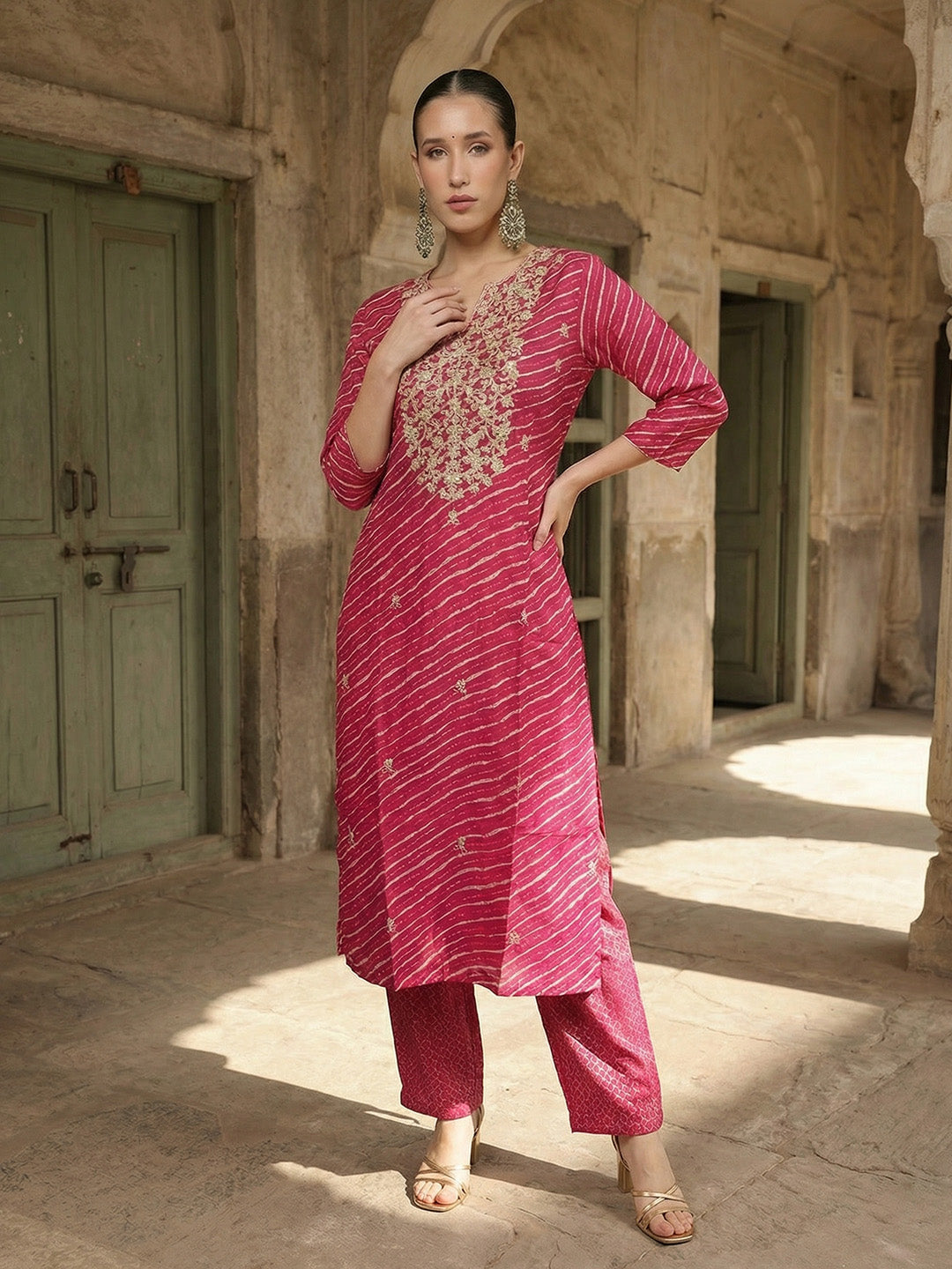 Comfy Pink Ananda Embroidered Kurta sets